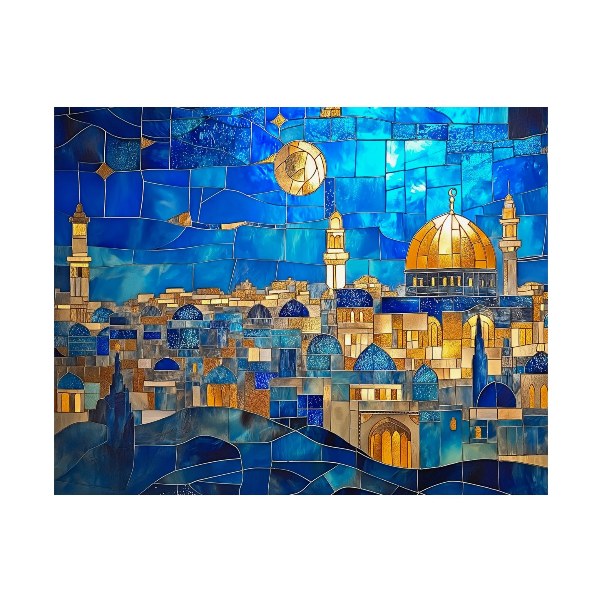 Jerusalem Wall Art Decor Print Judaica Poster Jewish Home Decor Dome of the Rock Mosaic