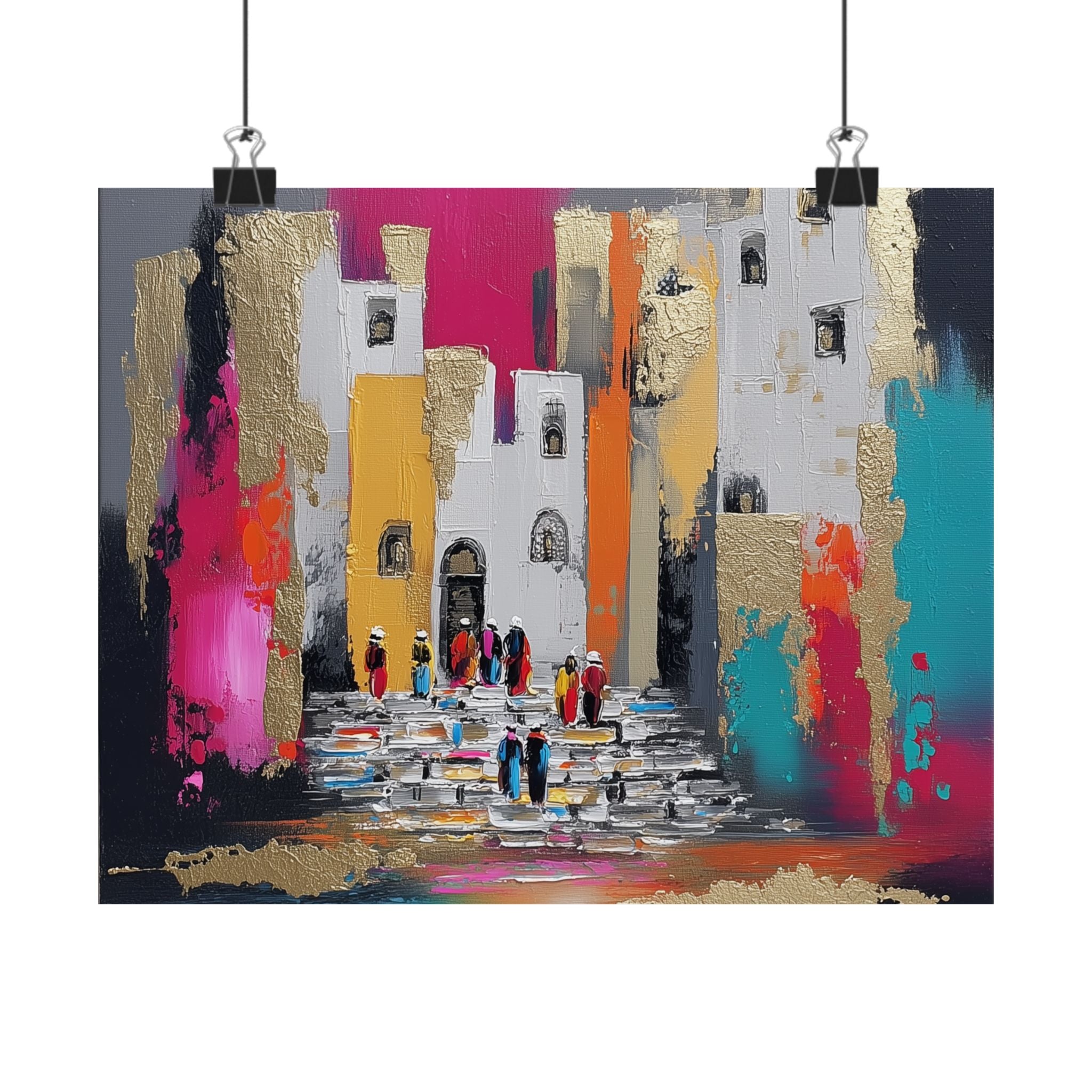 Colorful Jerusalem Judaica Wall Art Decor Canvas