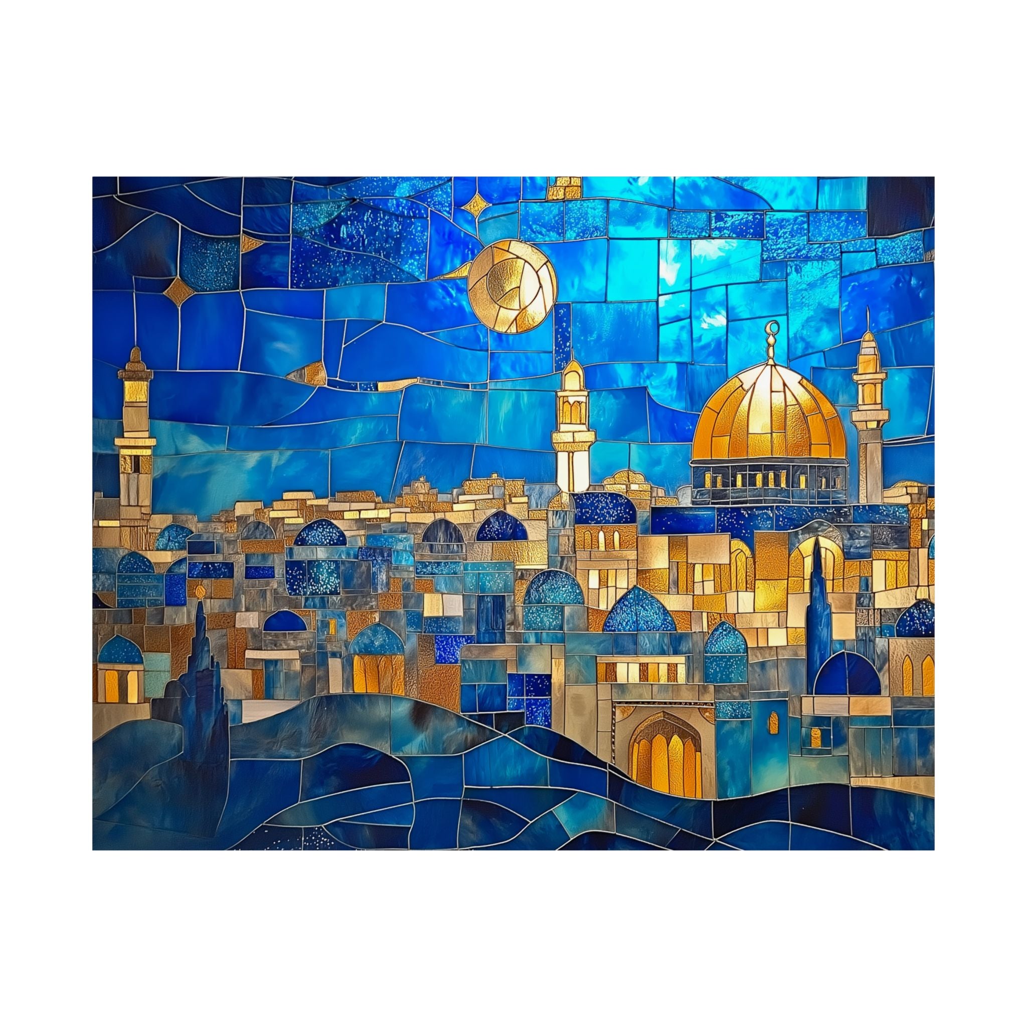 Jerusalem Wall Art Decor Print Judaica Poster Jewish Home Decor Dome of the Rock Mosaic