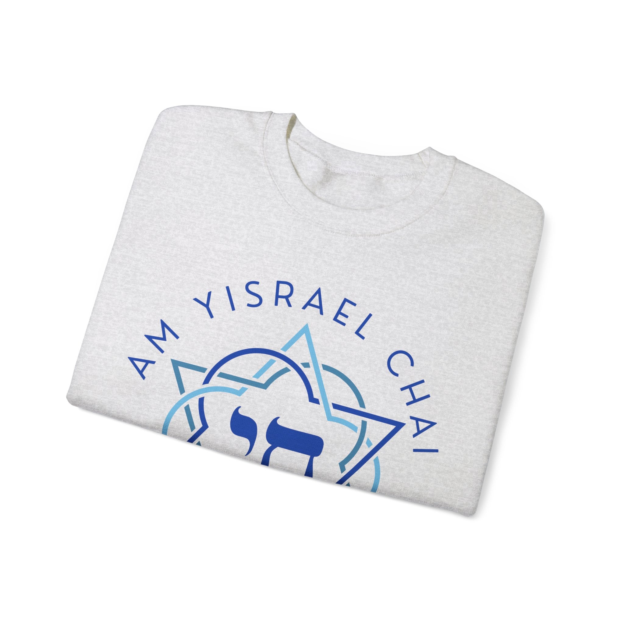 Am Yisrael Chai Sweatshirt with Sleeve Print – Jewish Pride Gift, Israel Solidarity Crewneck
