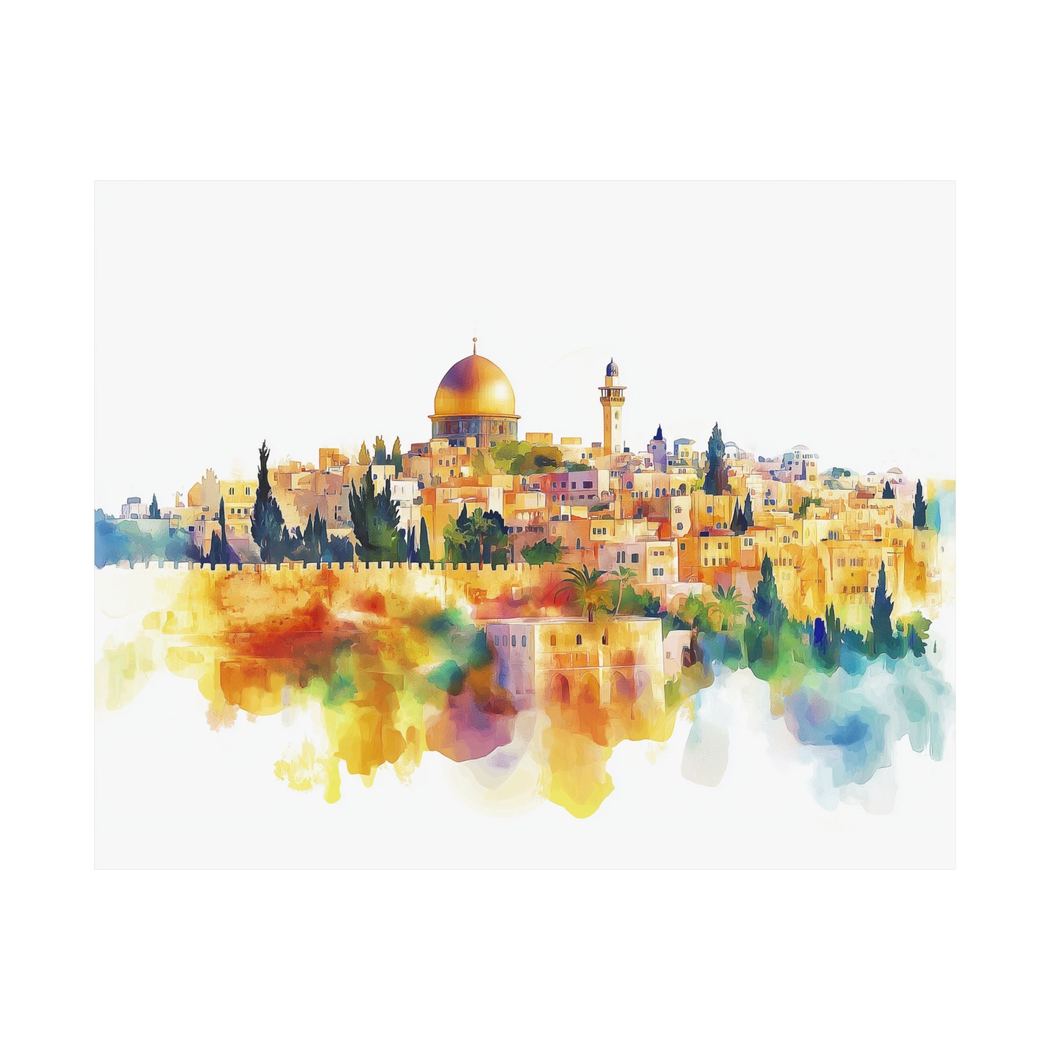 Jerusalem Wall Art Poster Dome Of The Rock Judaica Art Gift