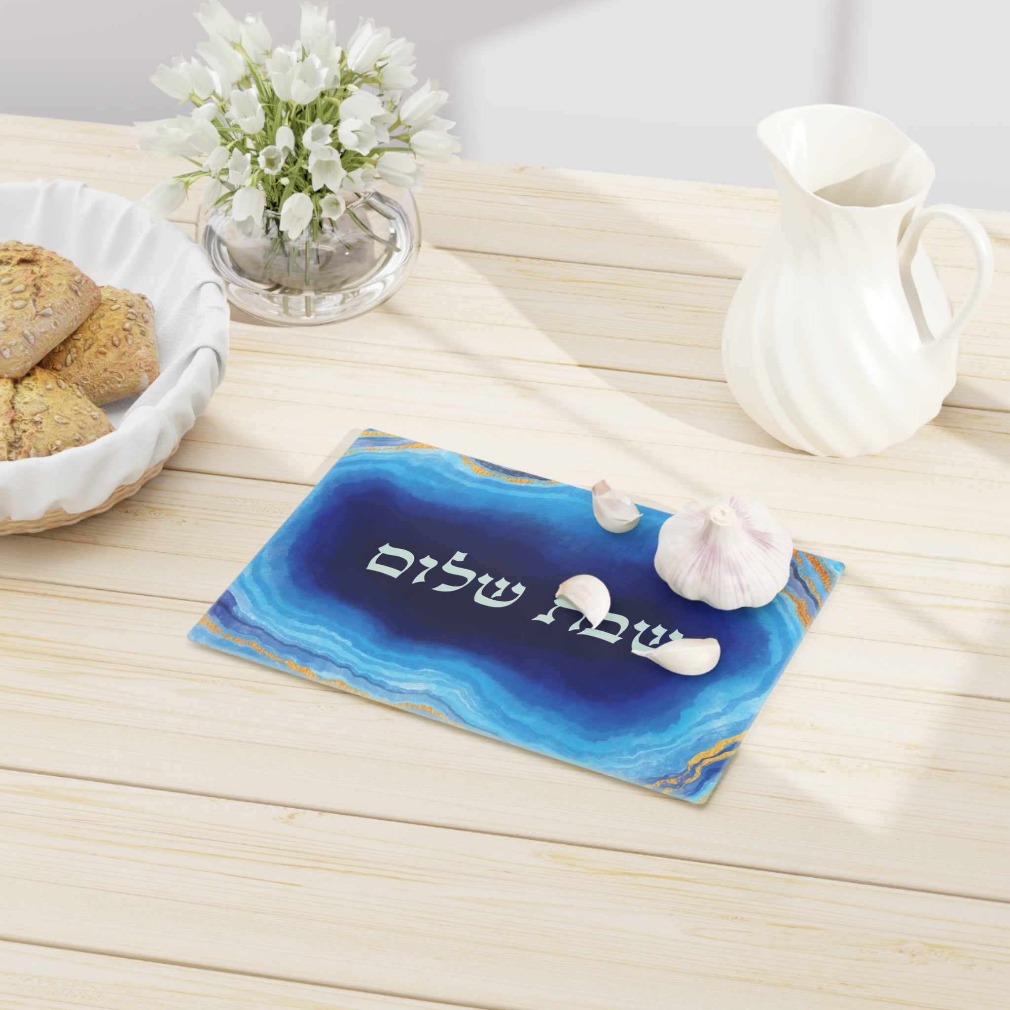 לוח חלה שיש כחול