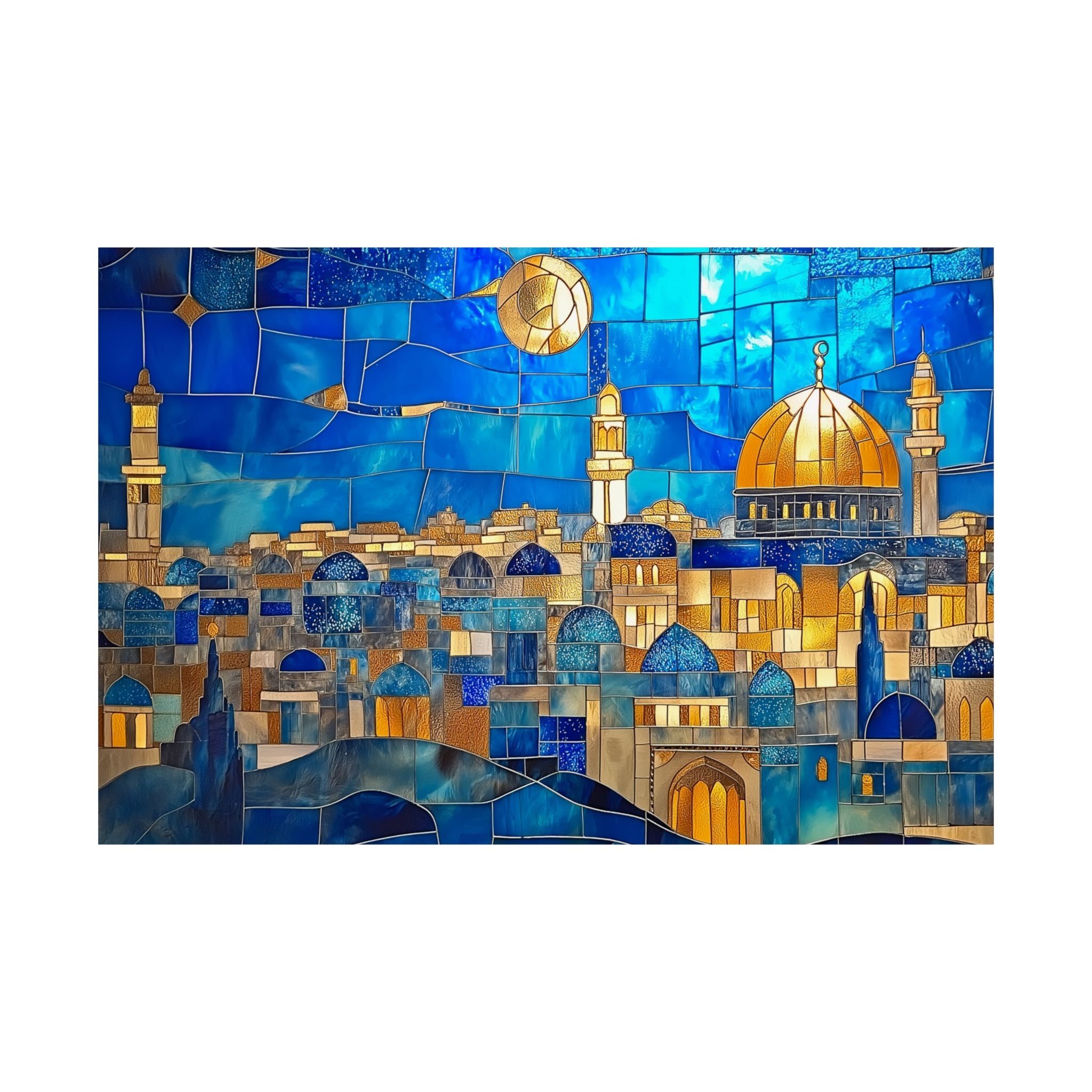Jerusalem Wall Art Decor Print Judaica Poster Jewish Home Decor Dome of the Rock Mosaic