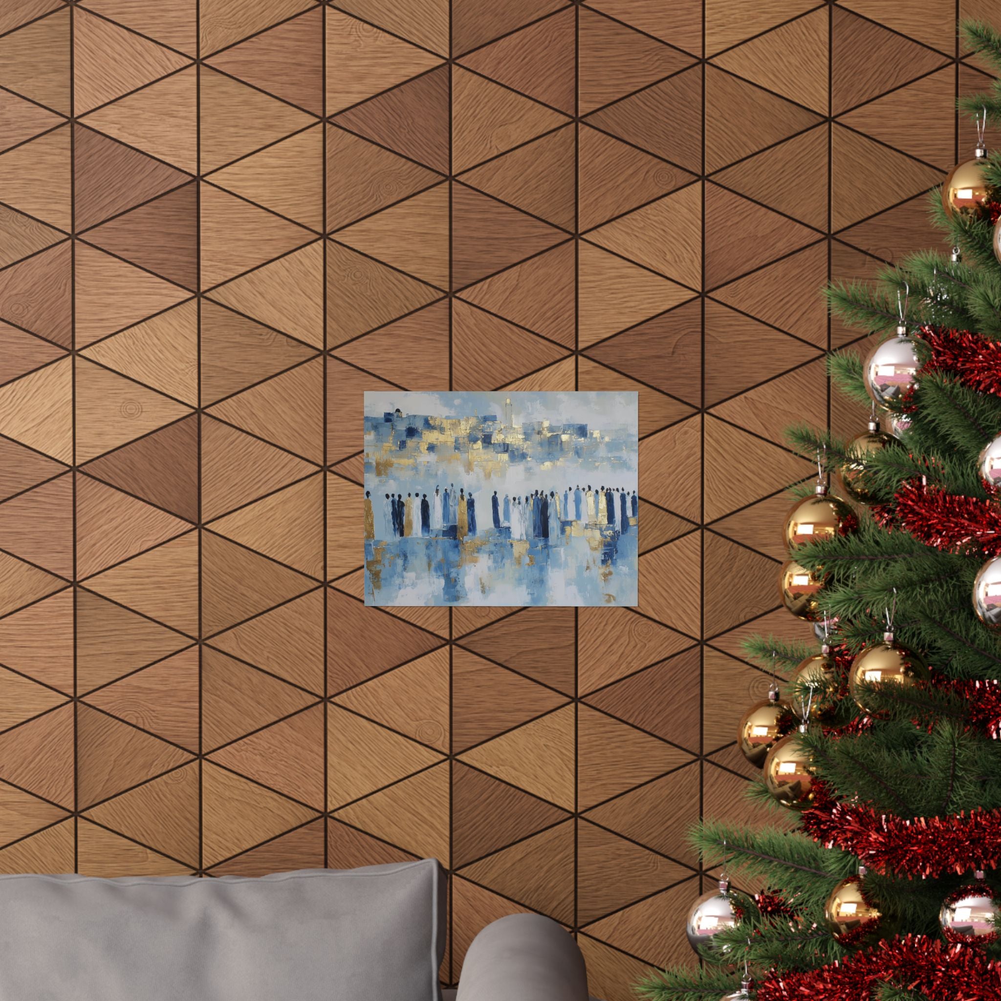 Blue Gold Jerusalem Judaica Wall Art Decor