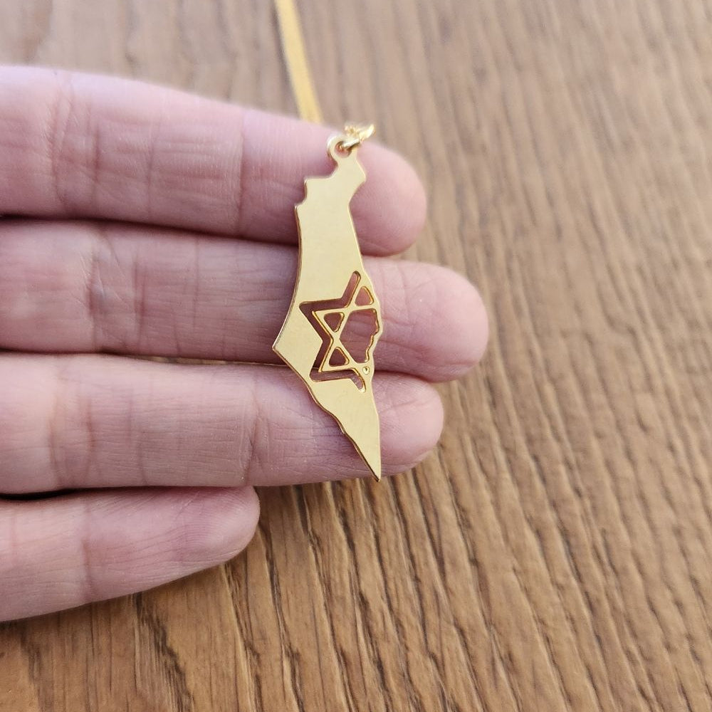Israel Map Gold Necklace