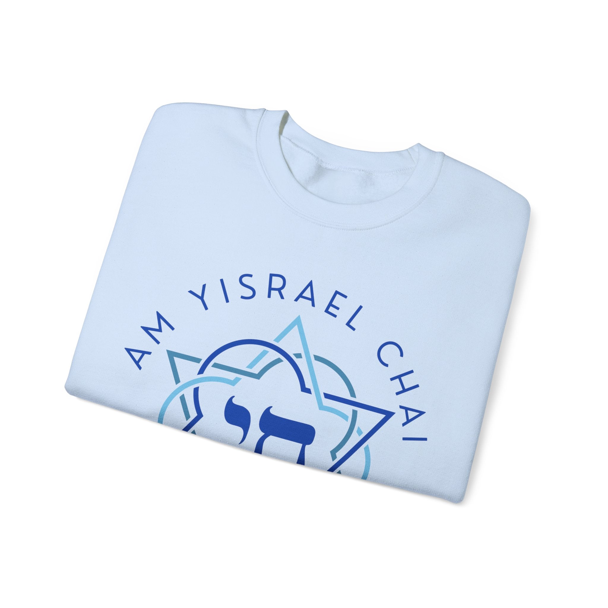 Am Yisrael Chai Sweatshirt with Sleeve Print – Jewish Pride Gift, Israel Solidarity Crewneck