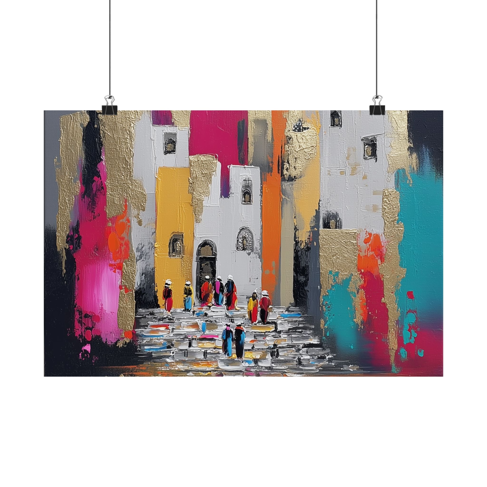 Colorful Jerusalem Judaica Wall Art Decor Canvas