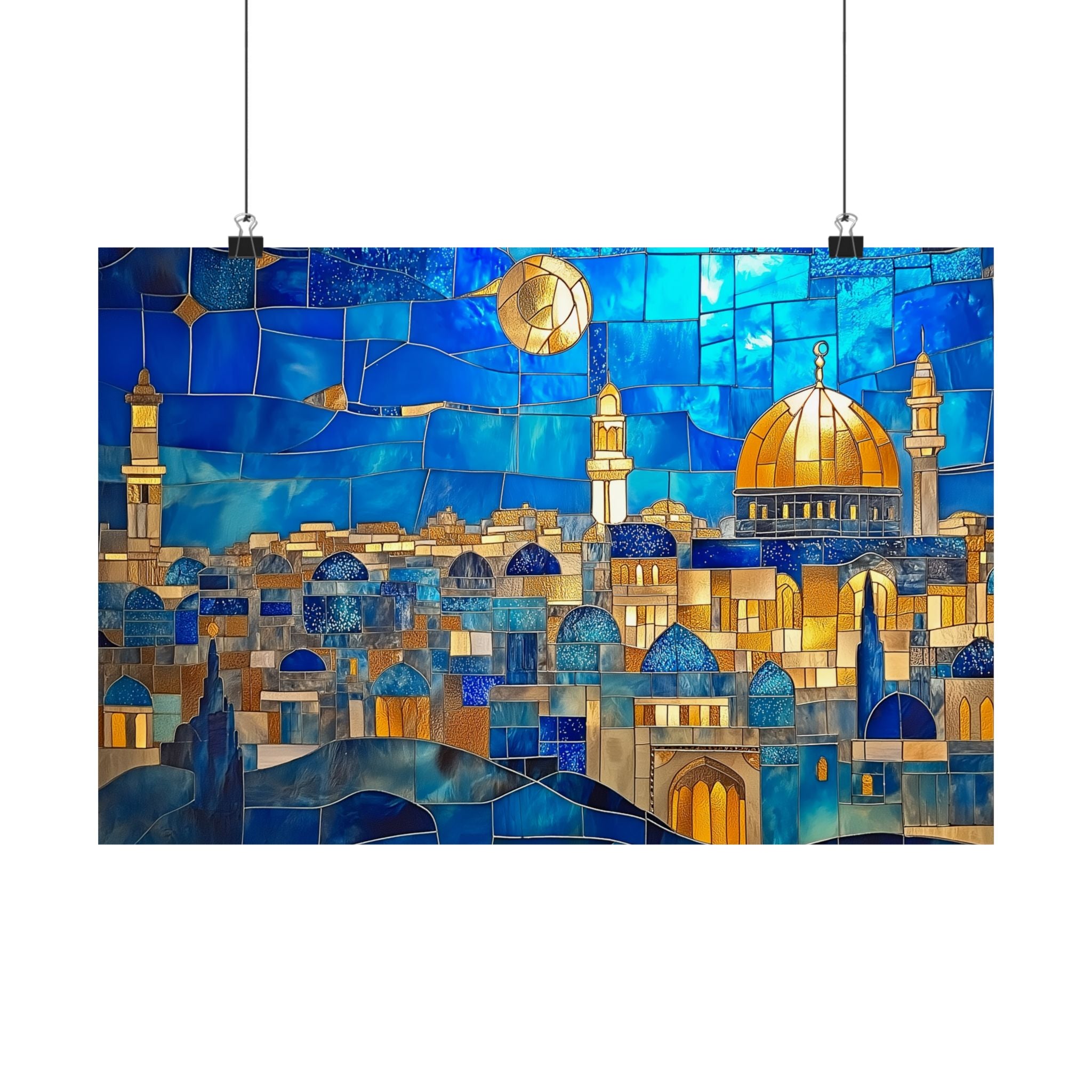 Jerusalem Wall Art Decor Print Judaica Poster Jewish Home Decor Dome of the Rock Mosaic