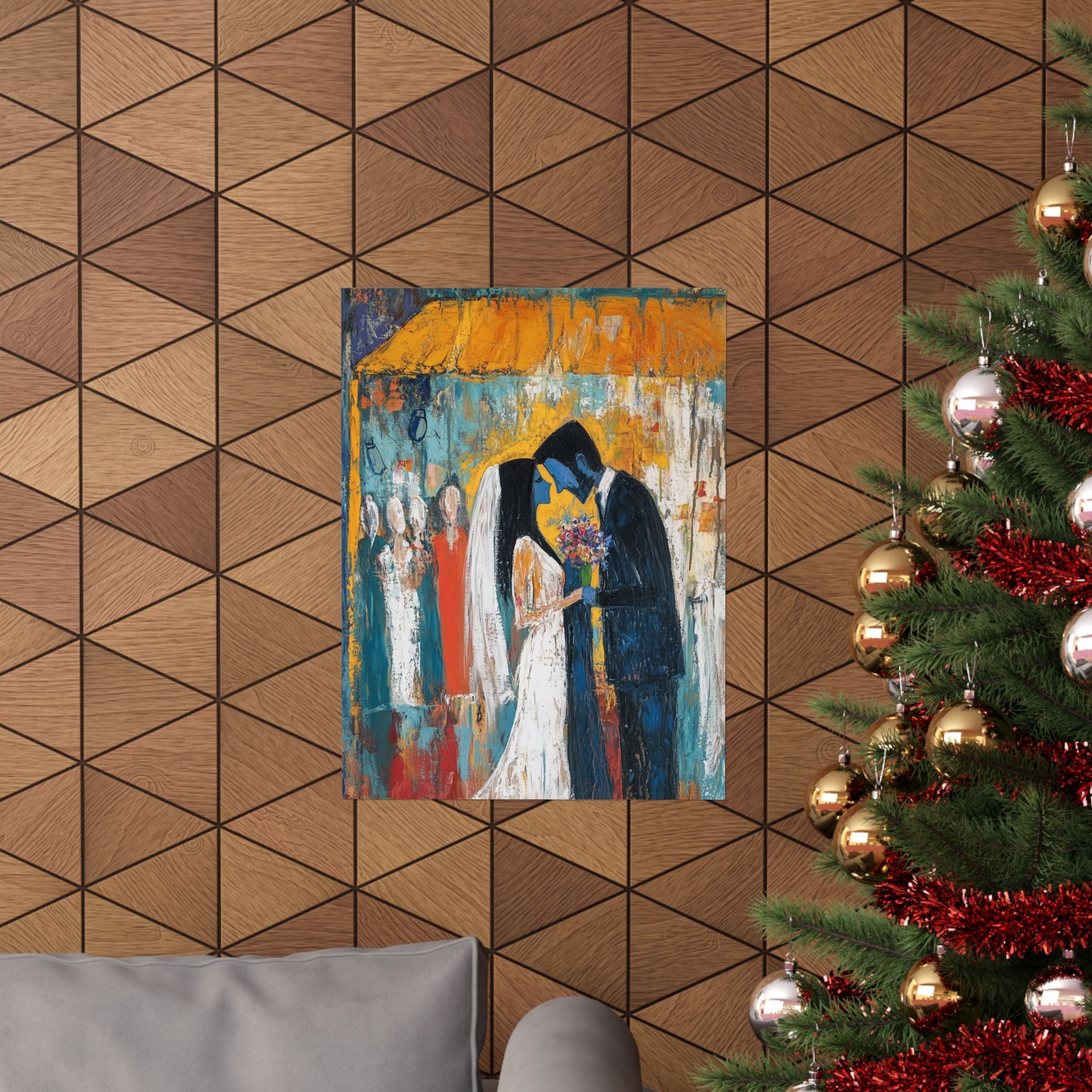 Jewish Wedding Under Chuppah Wall Art Decor Judaica Gift Art