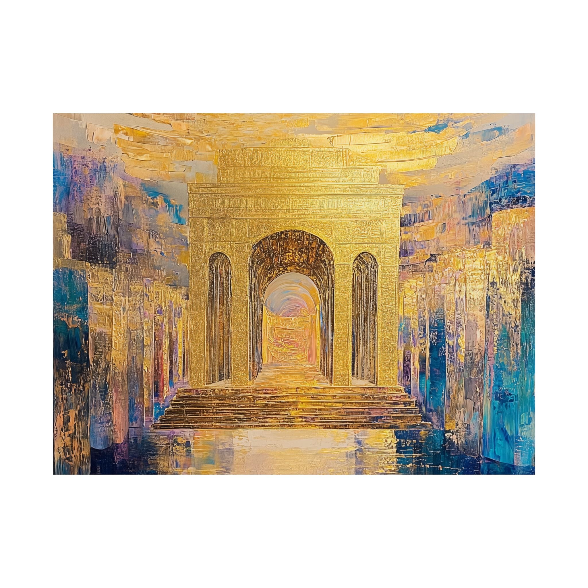 Golden Jerusalem Gate Wall Art Home Decor Print Judaica Poster
