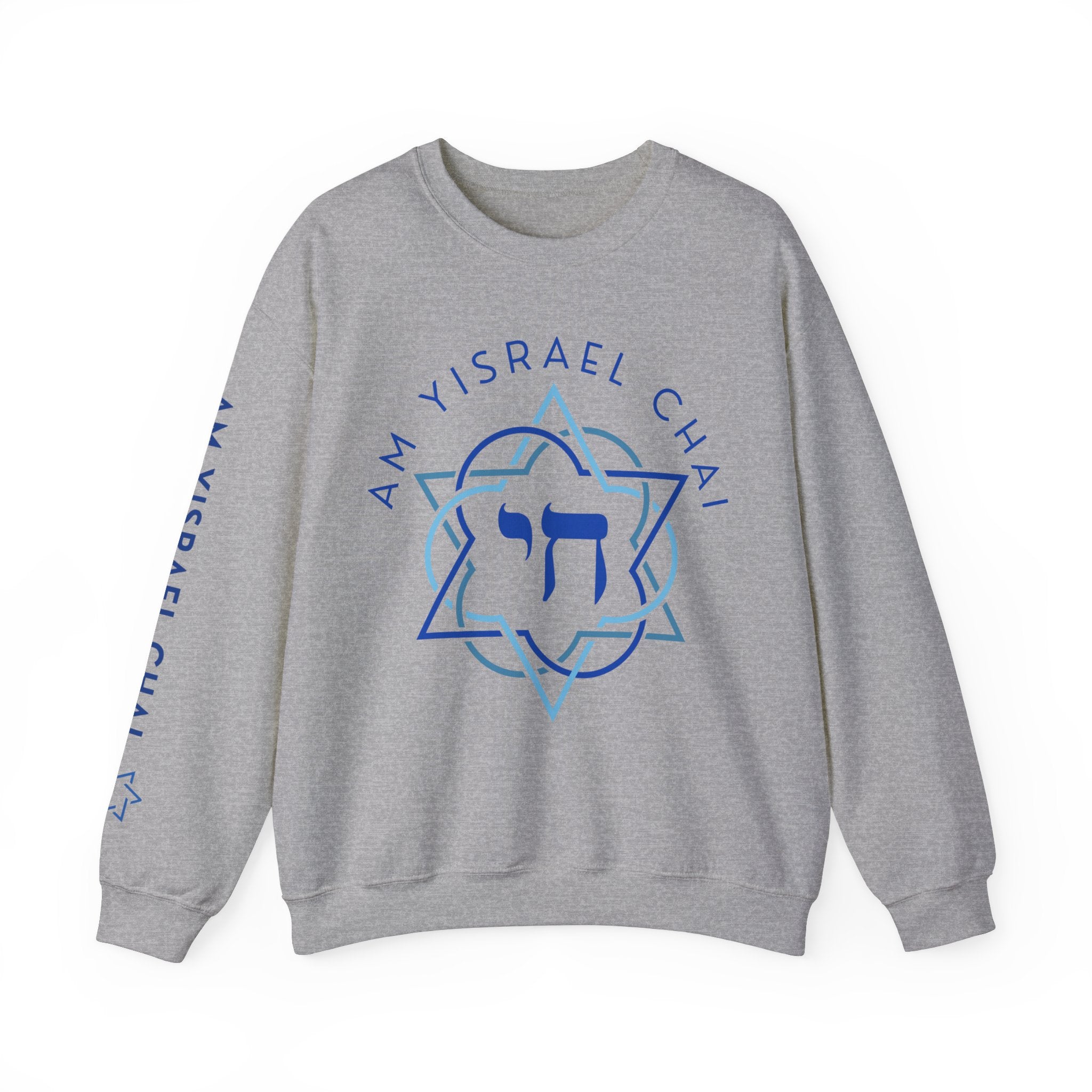 Am Yisrael Chai Sweatshirt with Sleeve Print – Jewish Pride Gift, Israel Solidarity Crewneck