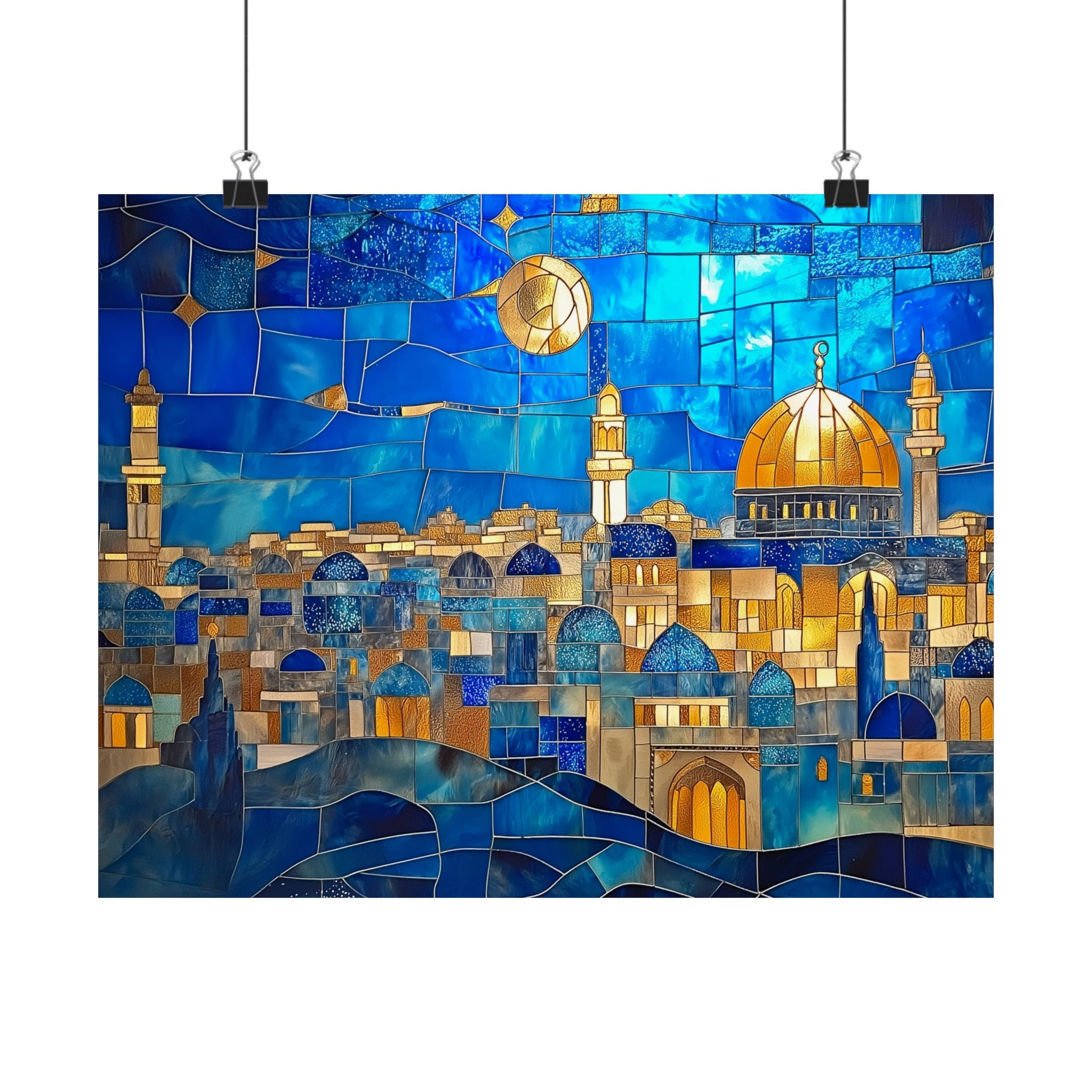 Jerusalem Wall Art Decor Print Judaica Poster Jewish Home Decor Dome of the Rock Mosaic