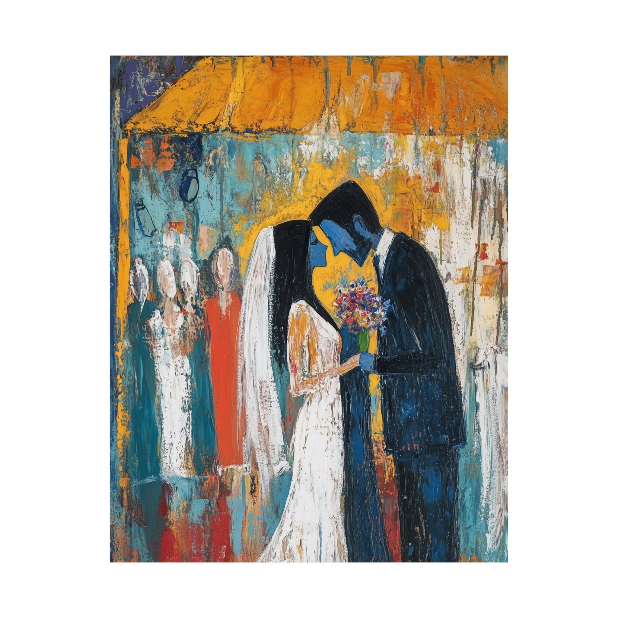 Jewish Wedding Under Chuppah Wall Art Decor Judaica Gift Art