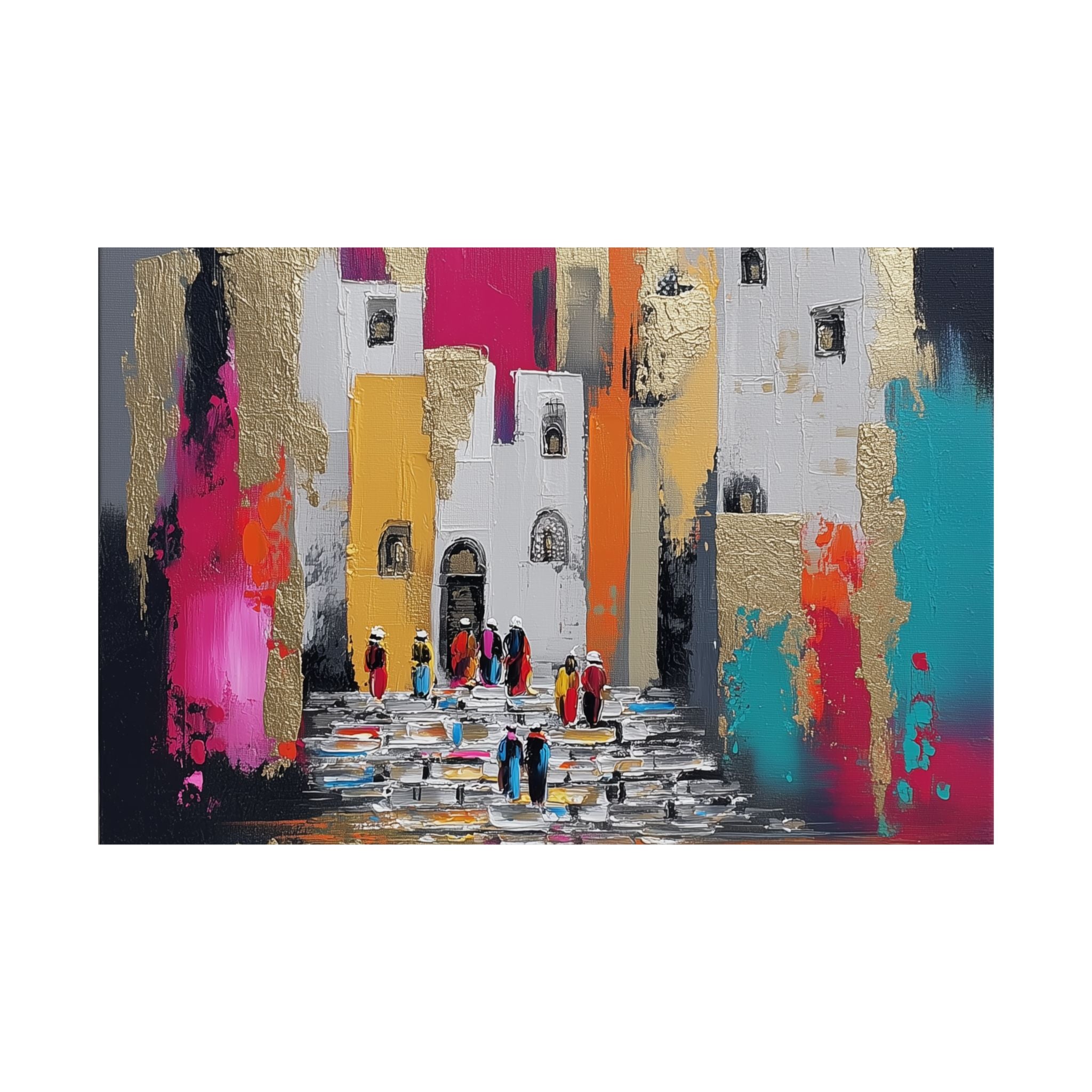 Colorful Jerusalem Judaica Wall Art Decor Canvas