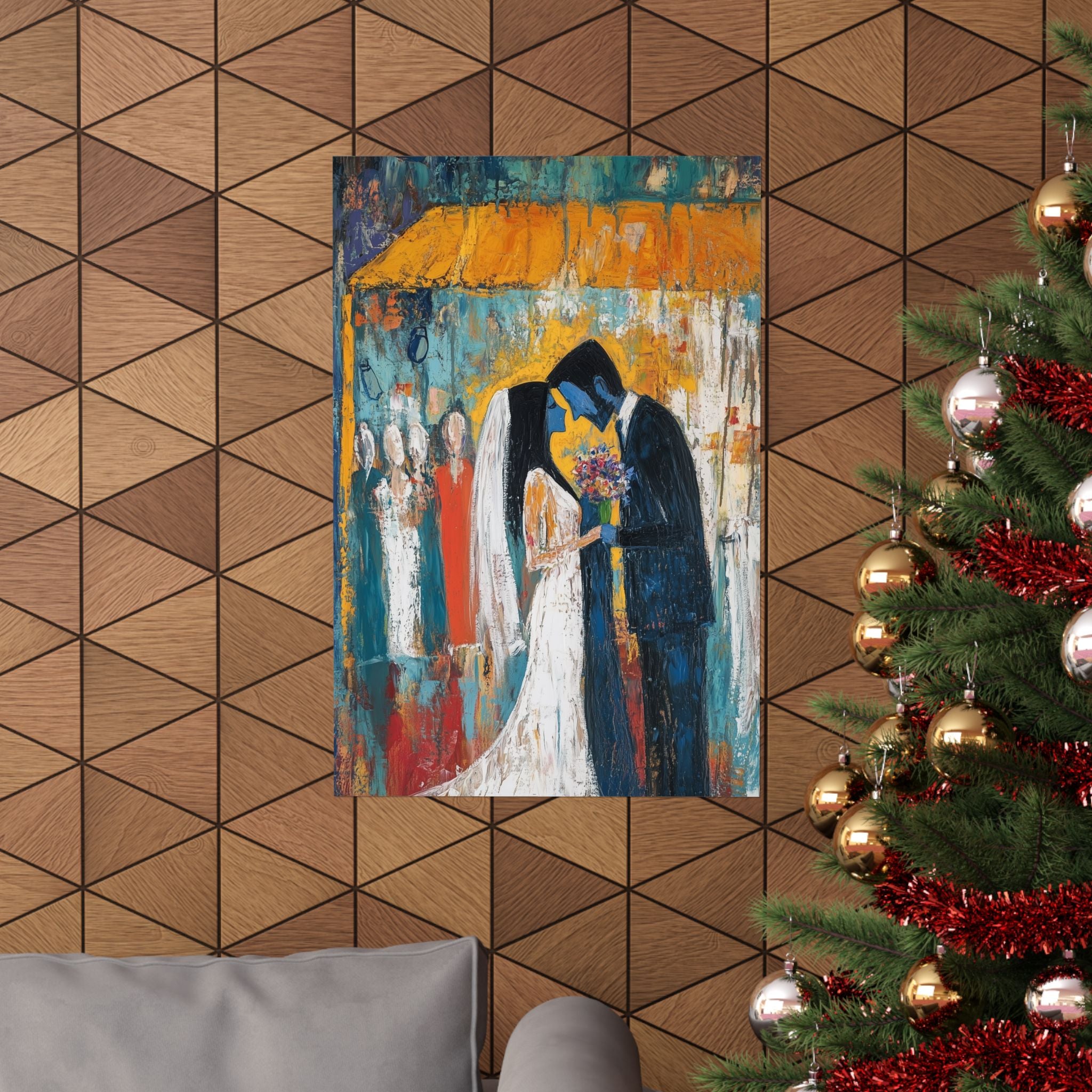 Jewish Wedding Under Chuppah Wall Art Decor Judaica Gift Art