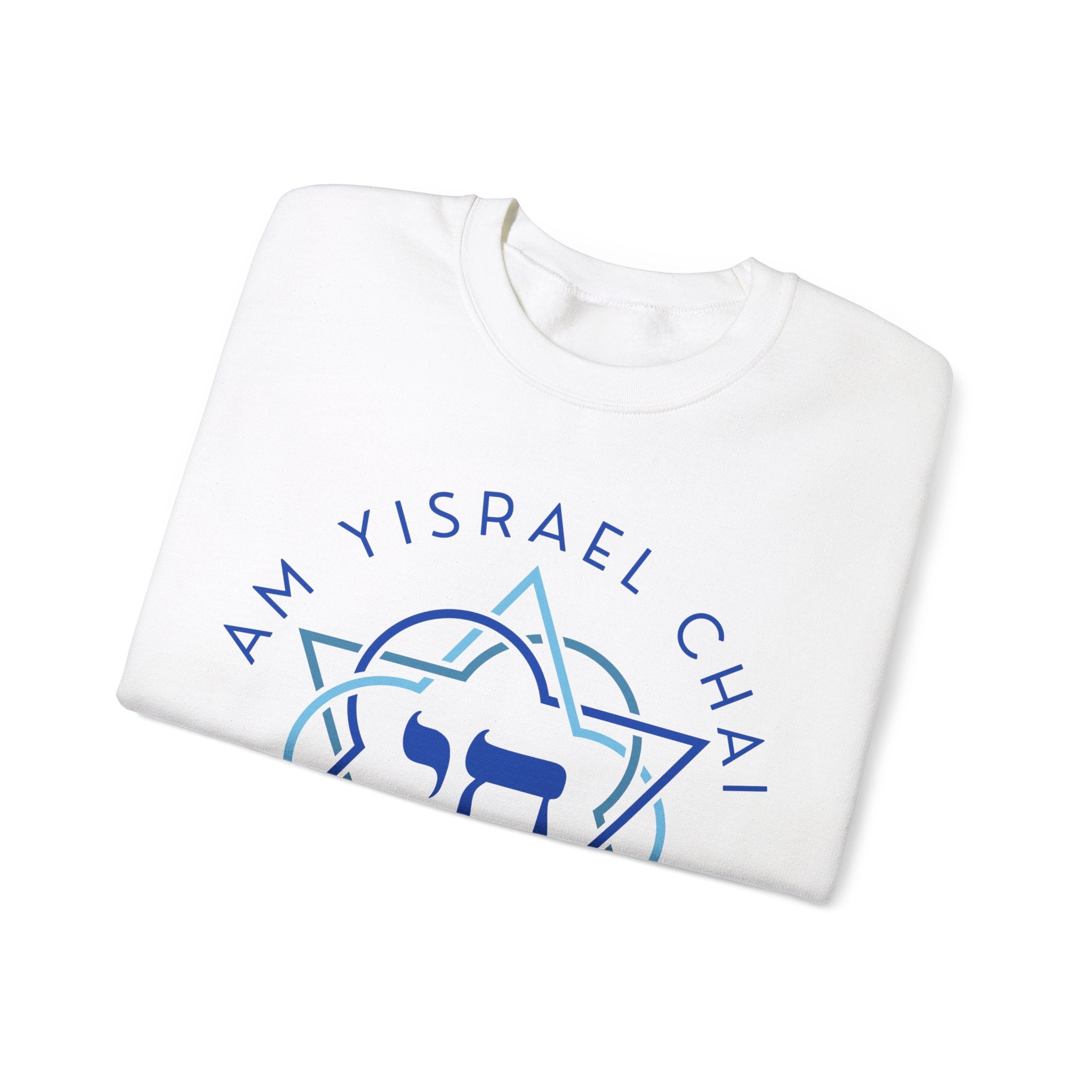 Am Yisrael Chai Sweatshirt with Sleeve Print – Jewish Pride Gift, Israel Solidarity Crewneck