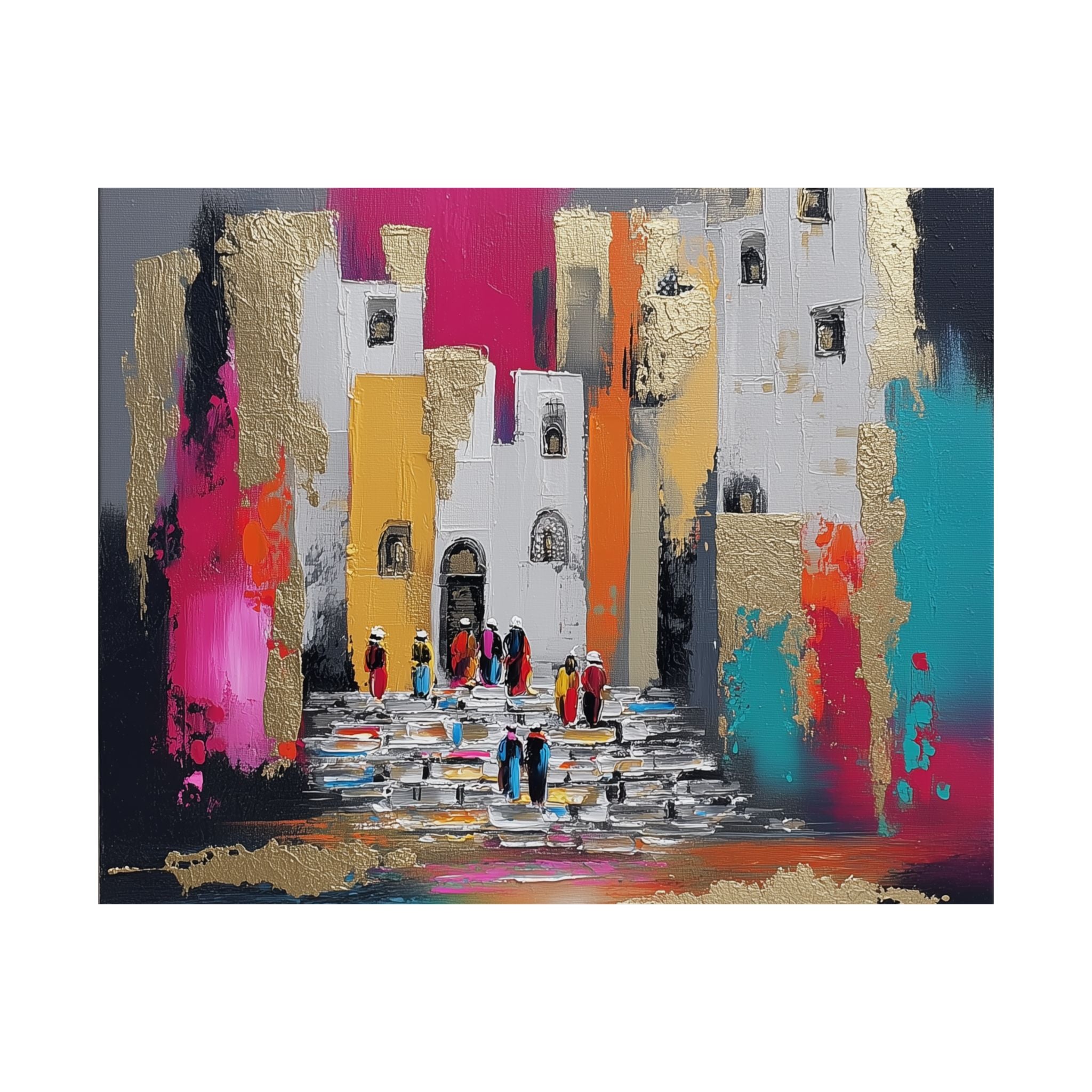 Colorful Jerusalem Judaica Wall Art Decor Canvas
