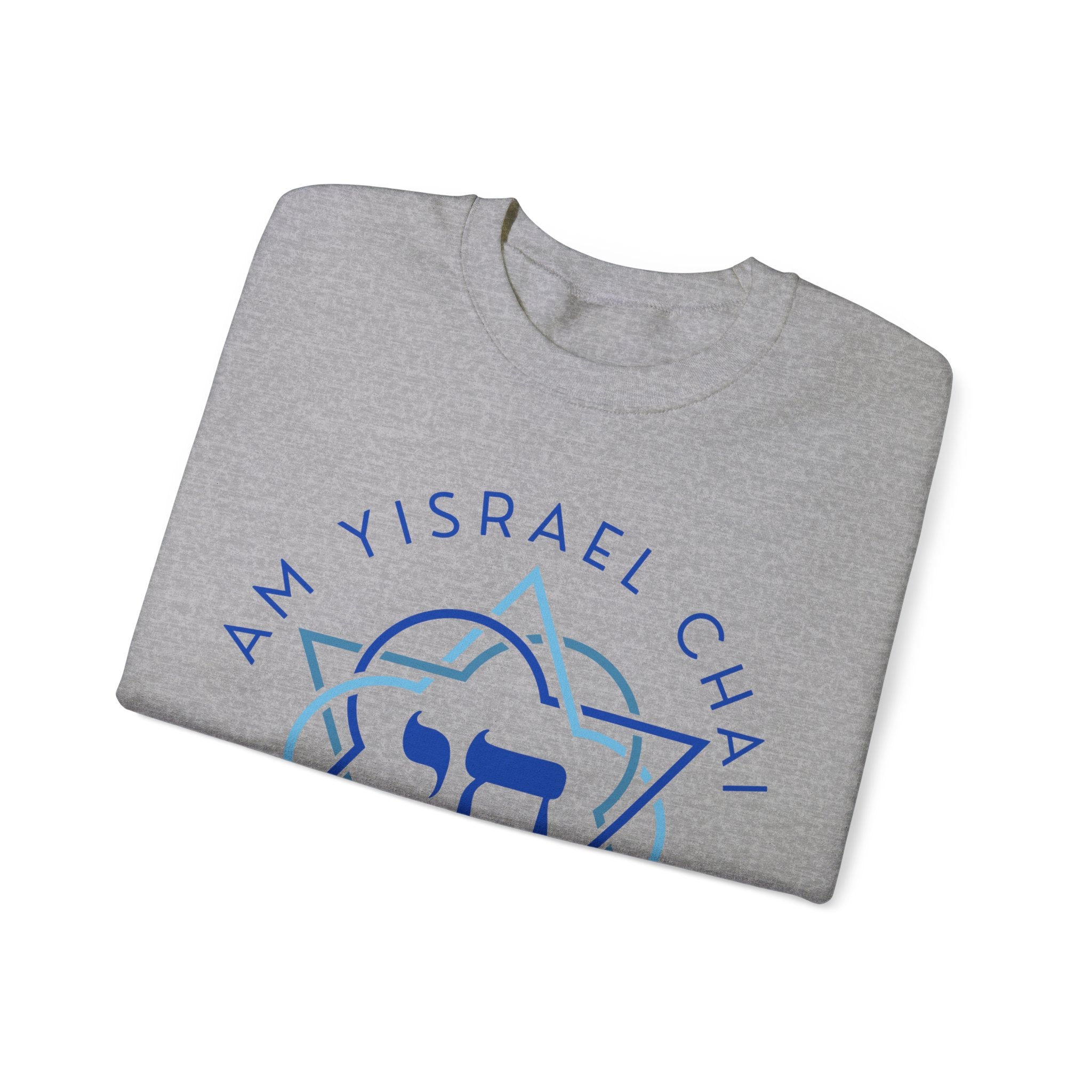 Am Yisrael Chai Sweatshirt with Sleeve Print – Jewish Pride Gift, Israel Solidarity Crewneck