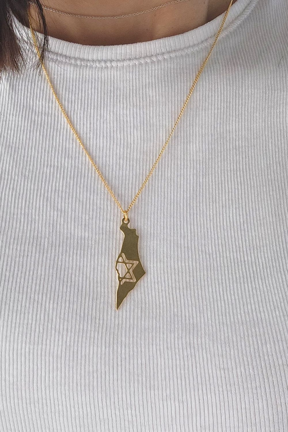 Israel Map Gold Necklace