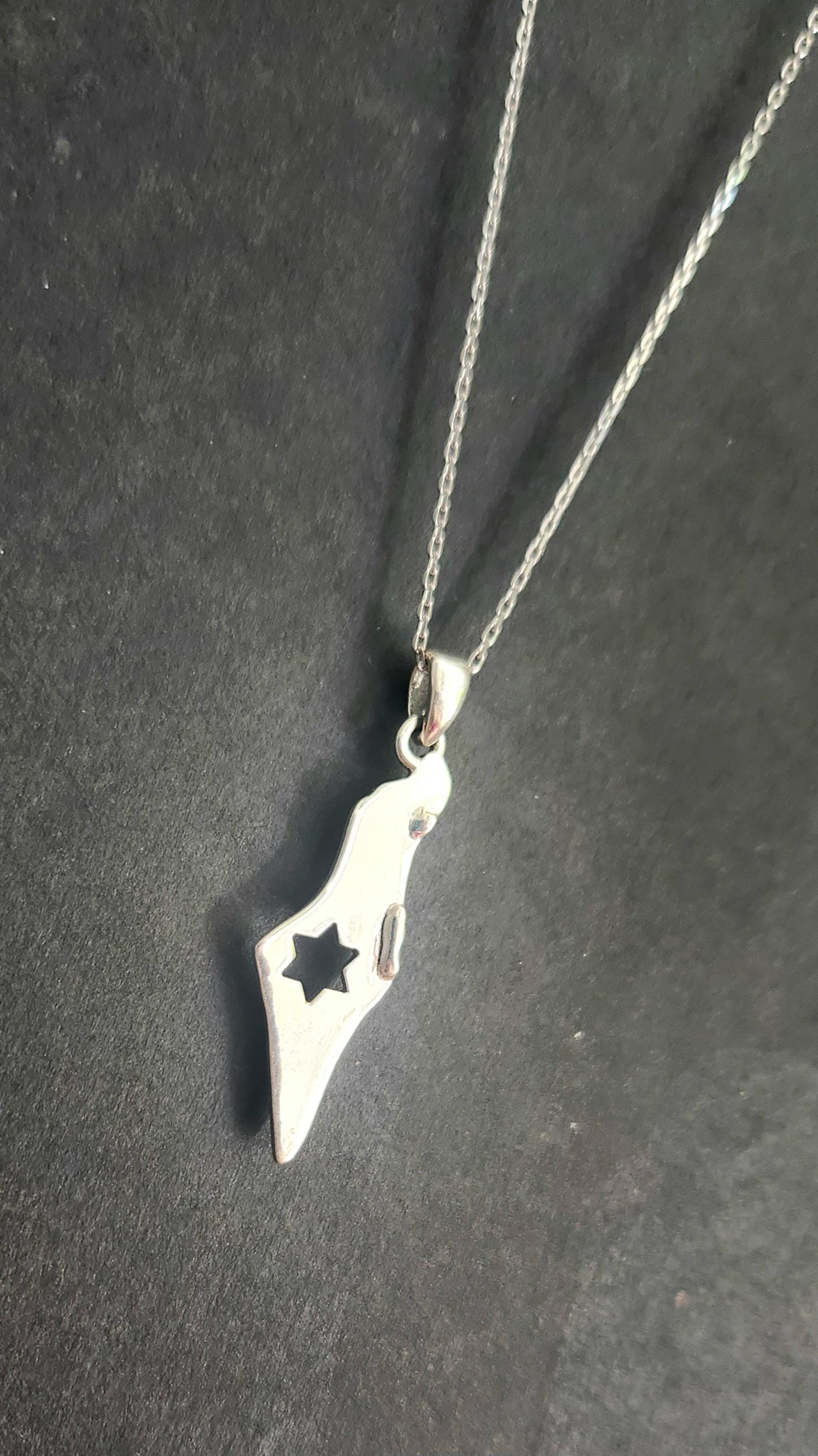 Israel Map Necklace Jewish Star Magen David