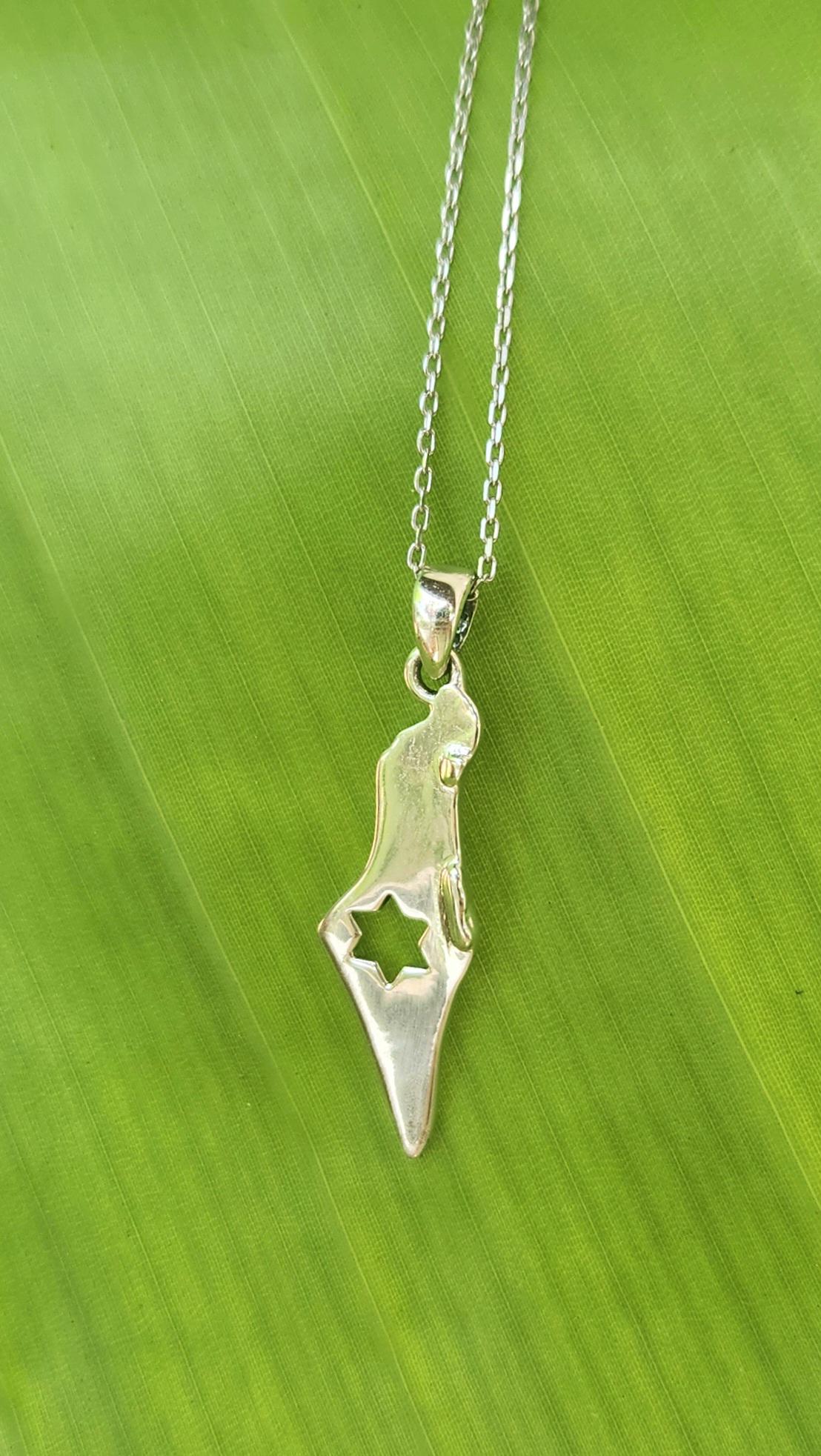 Israel Map Necklace Jewish Star Magen David