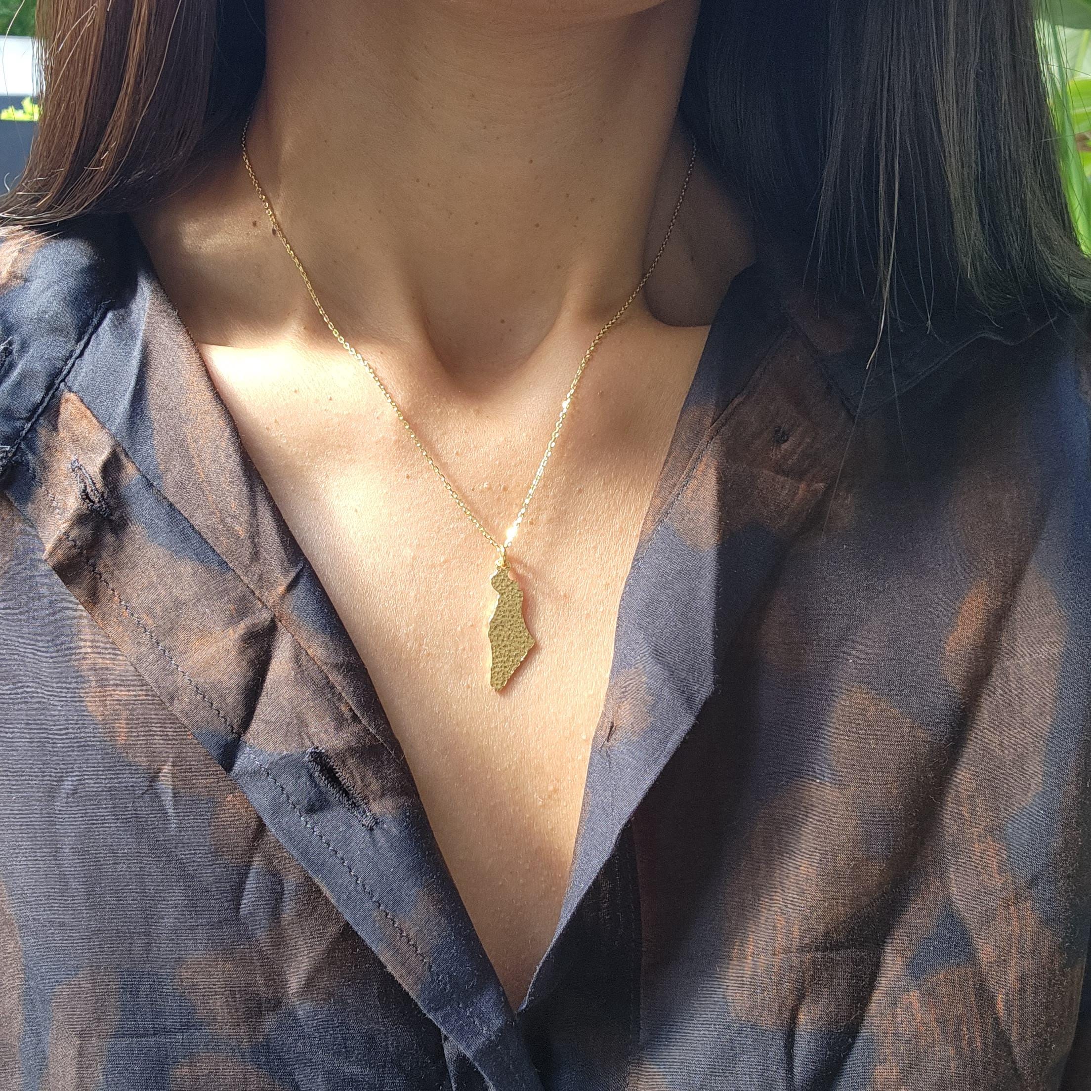 Israel Map Necklace Jewish Star Necklace