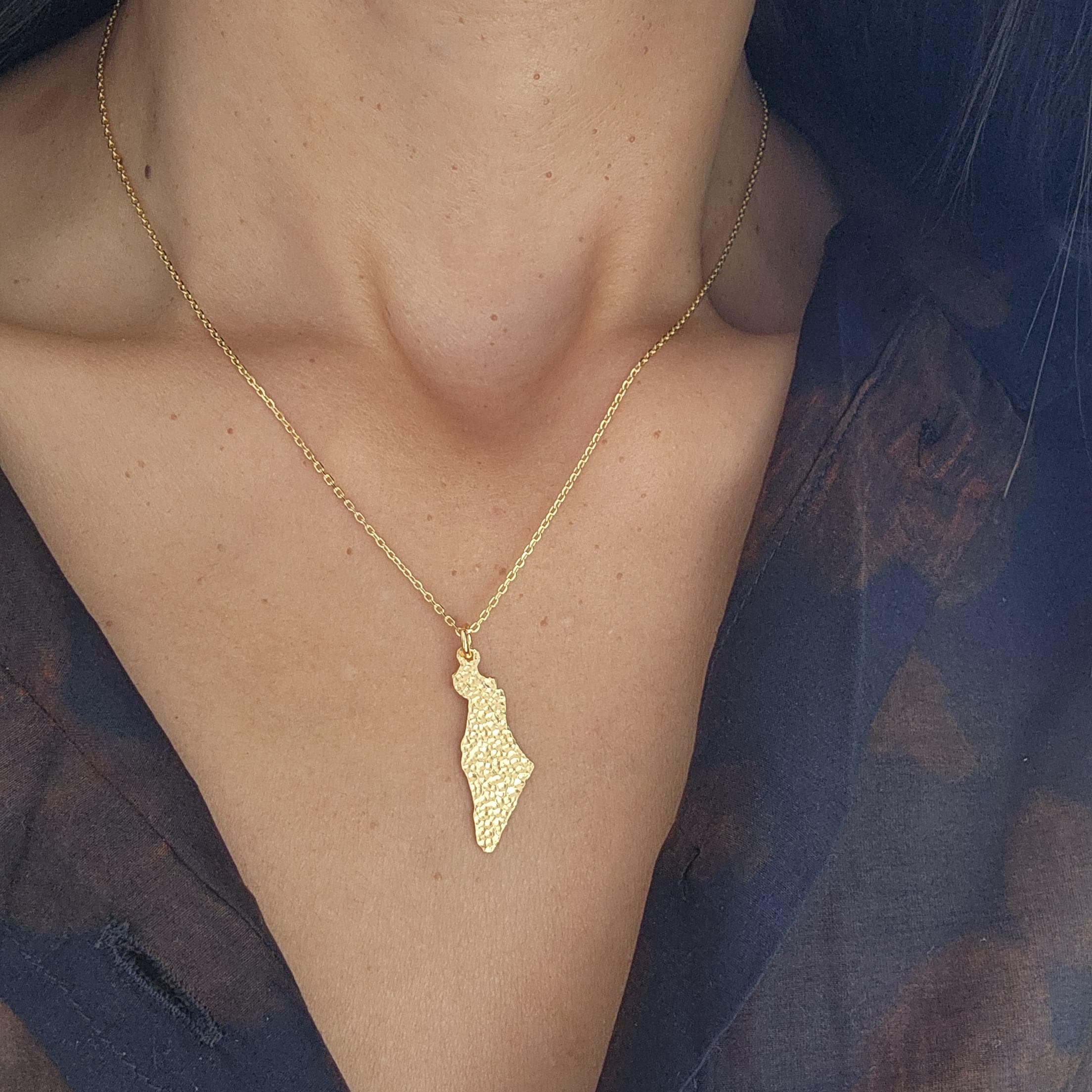 Israel Map Necklace Jewish Star Necklace