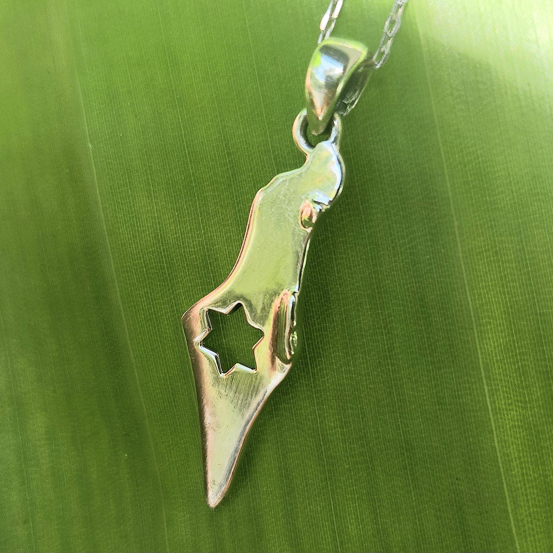Israel Map Necklace Jewish Star Magen David