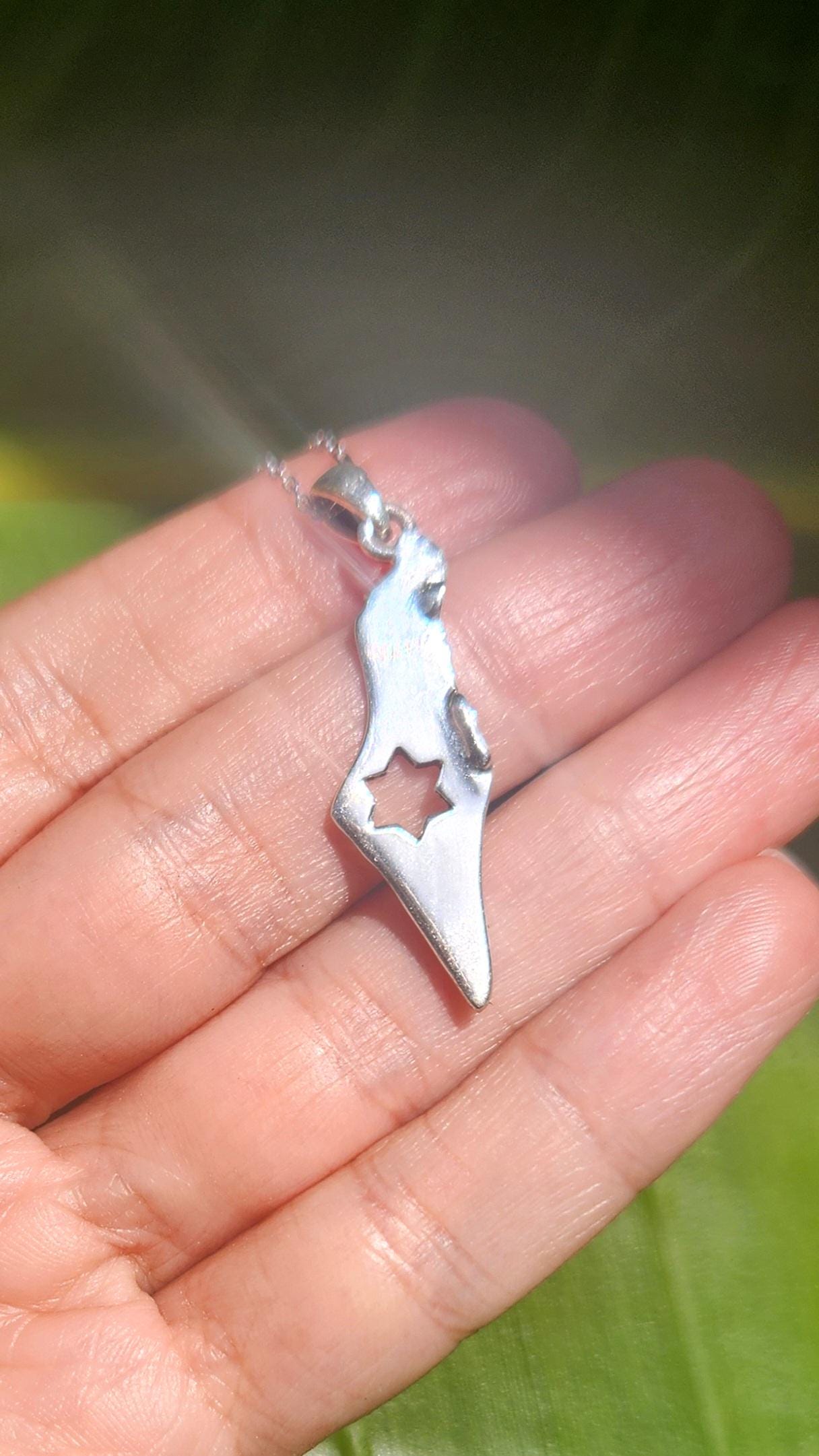 Israel Map Necklace Jewish Star Magen David