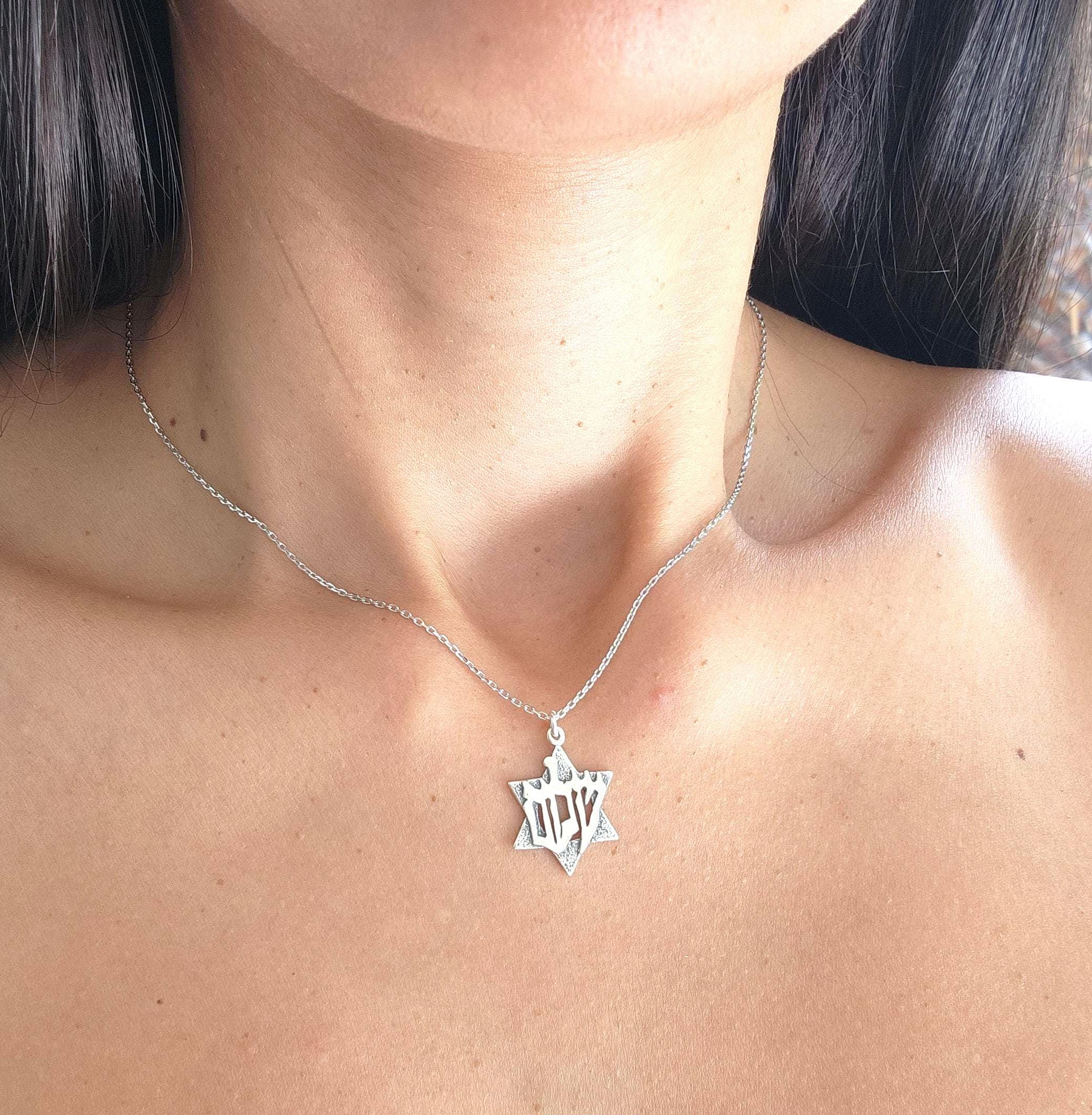 Magen David Necklace Shalom 925 Silver Star of David Necklace