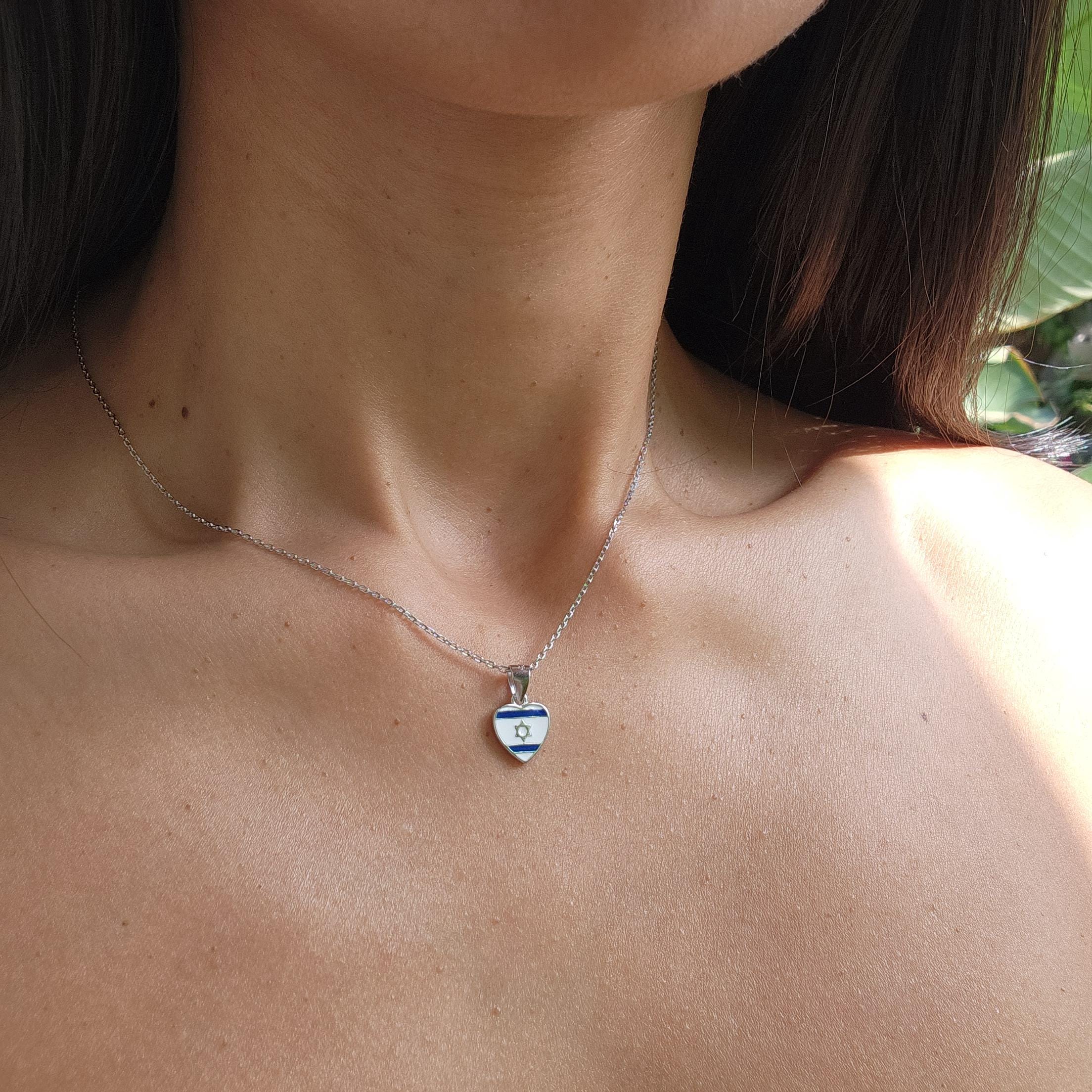 Israel Flag Necklace 925 Silver