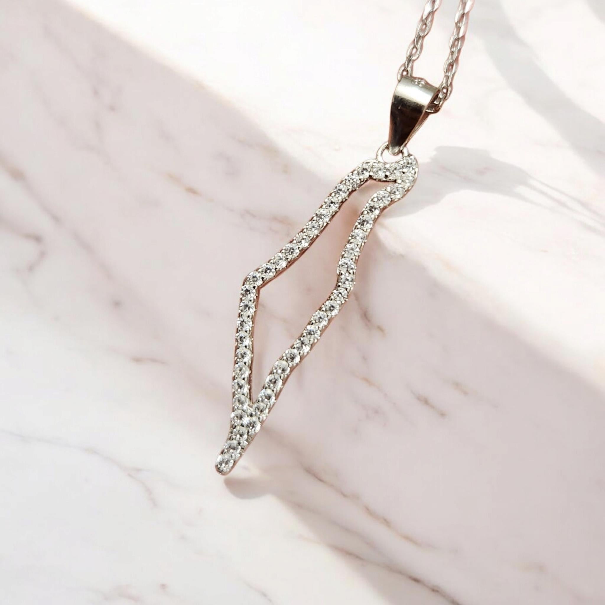 Israel Map Necklace Silver 925 with Zircons