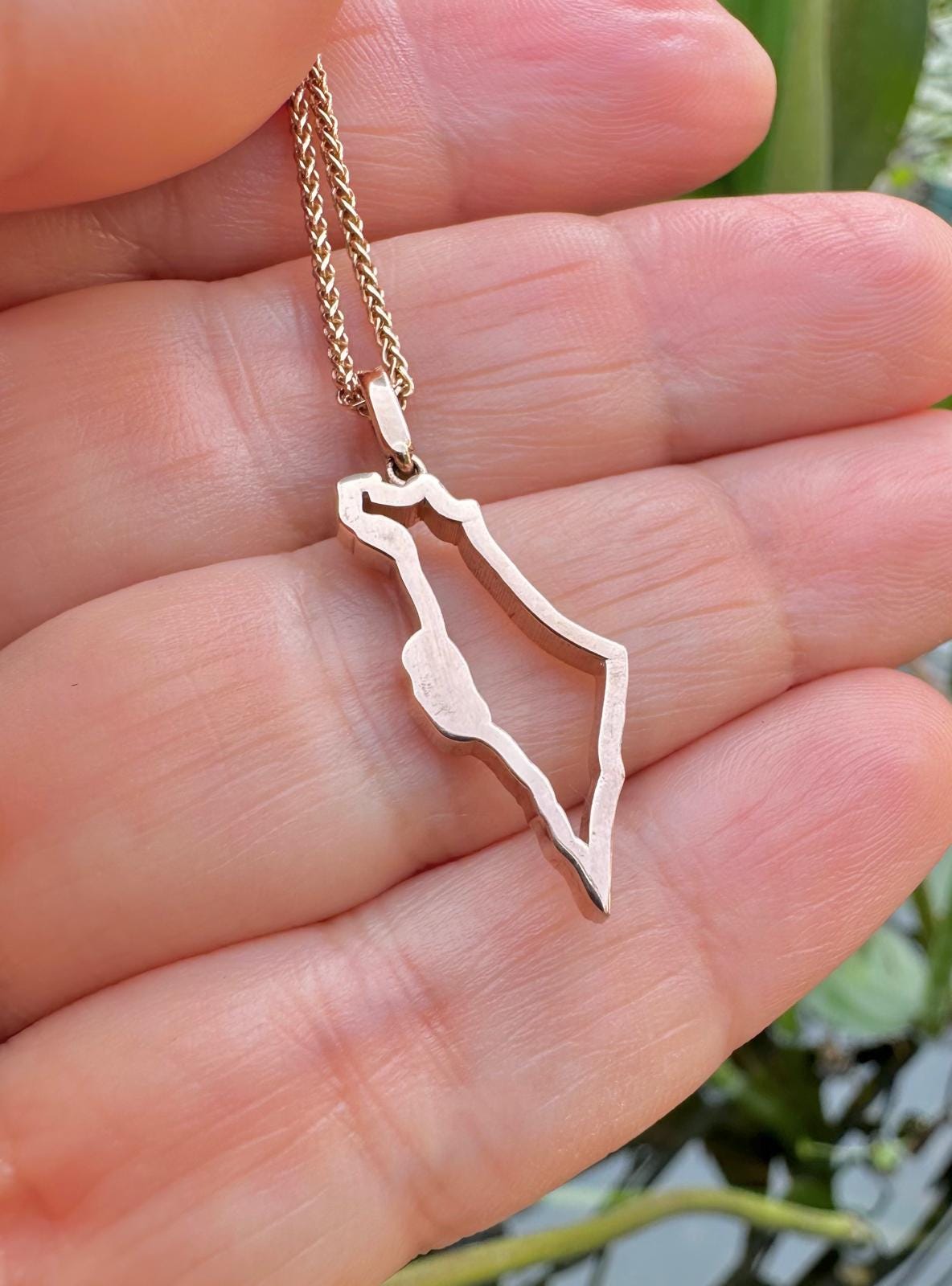 Israel Map Necklace Solid Gold with Diamonds