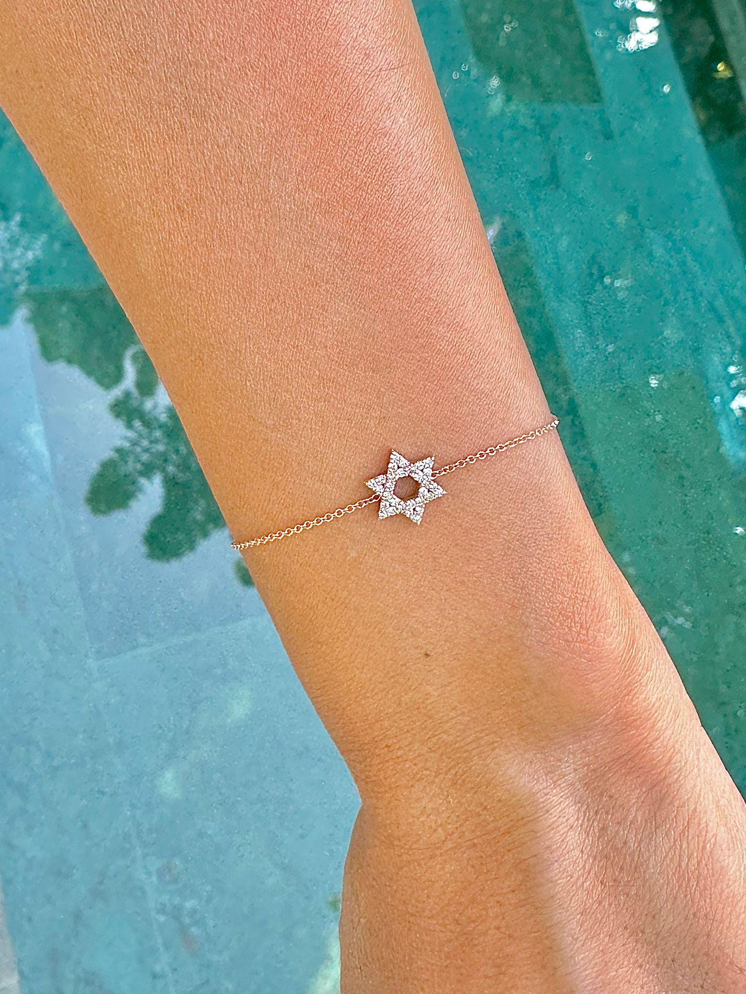 Magen David Bracelet Diamonds Gold Bracelet Star of David Lab Diamonds
