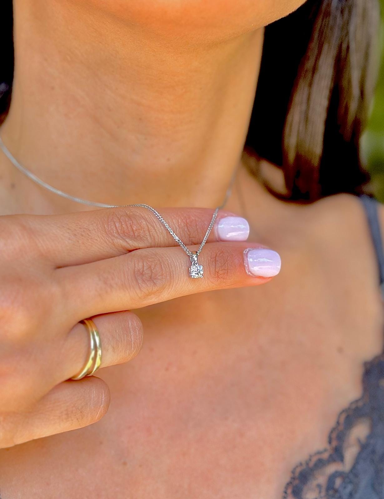 Lab Diamond Gold Necklace for Women Necklace 14k Gold Jewelry