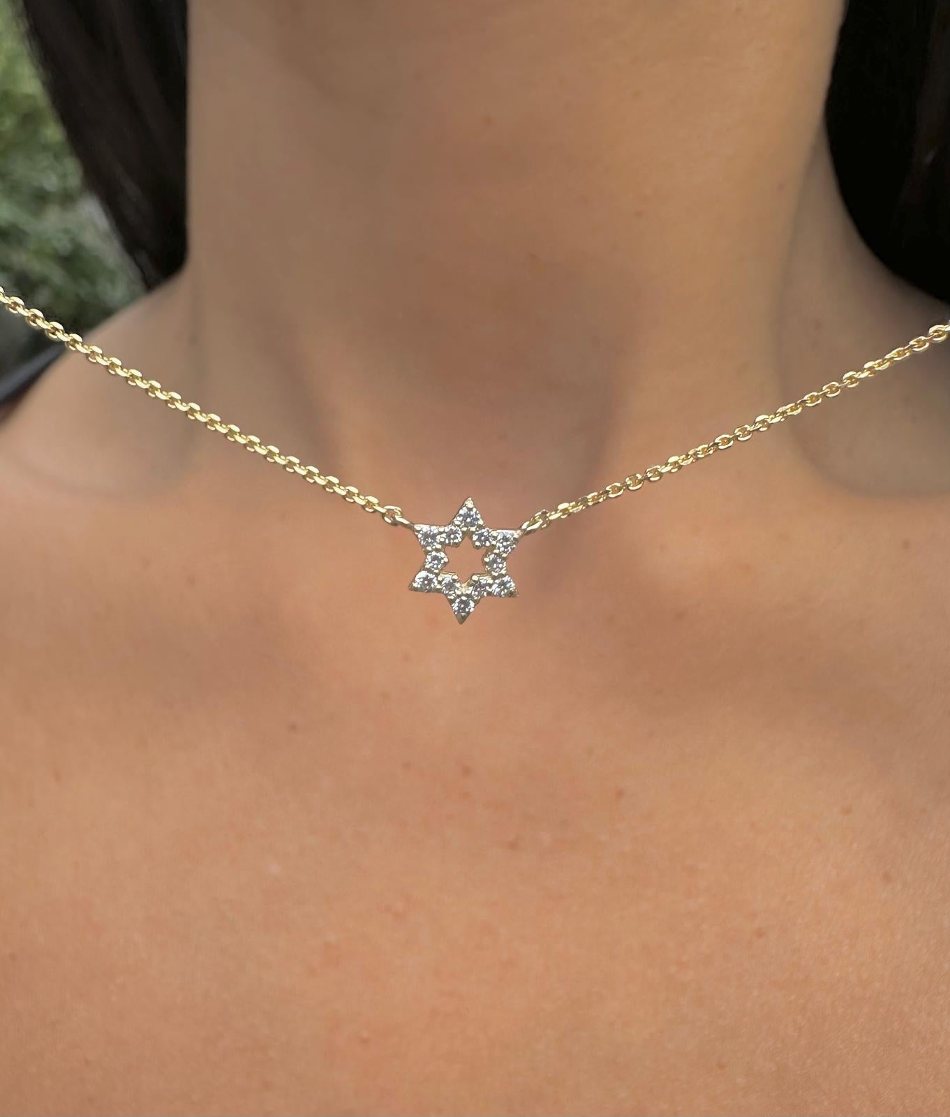 Diamonds Magen David Necklace 14k Solid Gold