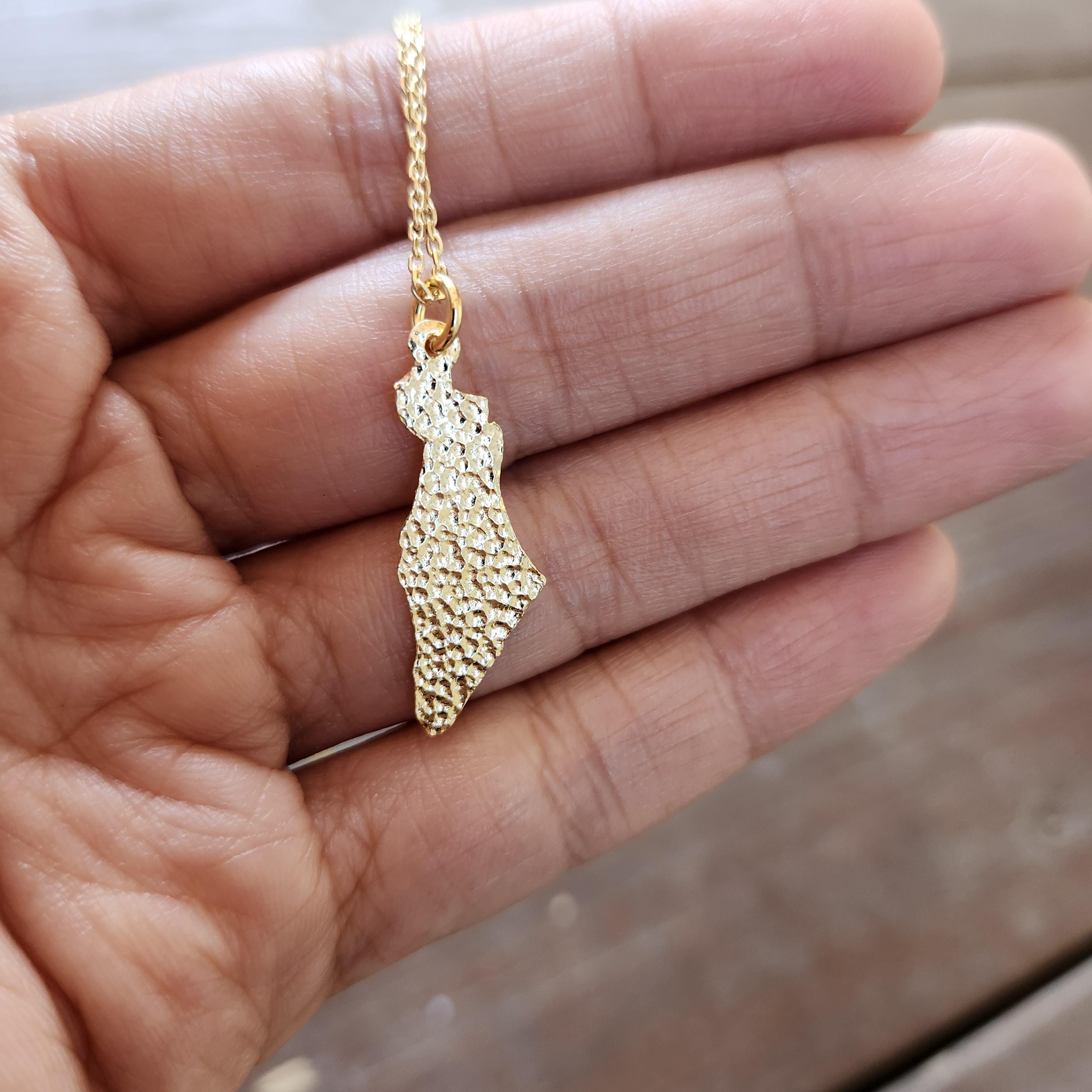 Israel Map Necklace Jewish Star Necklace