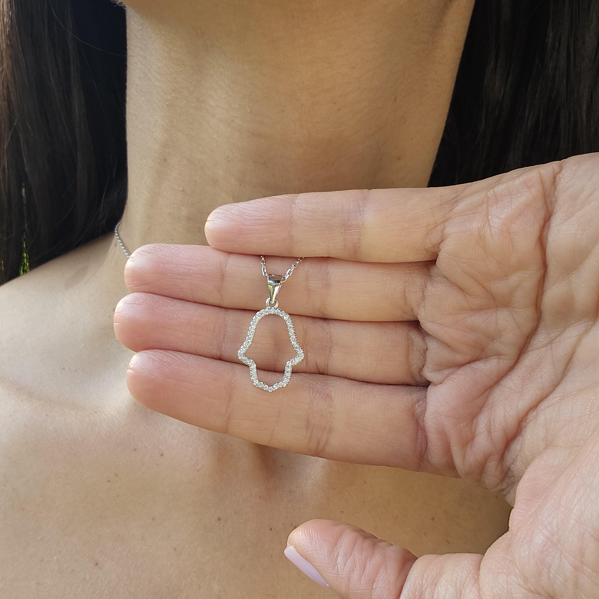 Diamonds Hamsa Necklace Made in Israel