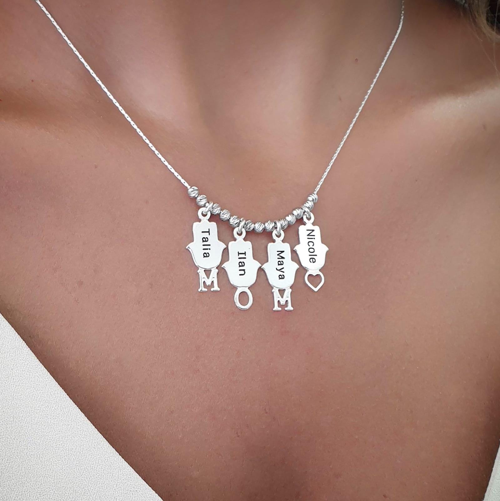 Personalized Name Necklace Mom Necklace Hebrew Name Necklace