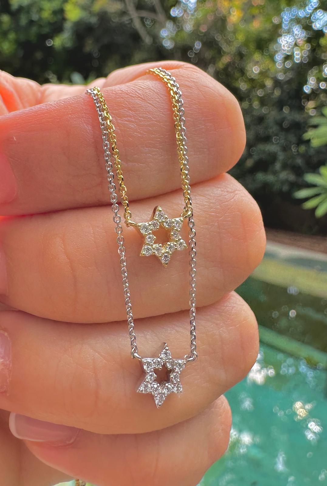 Diamonds Magen David Necklace 14k Solid Gold