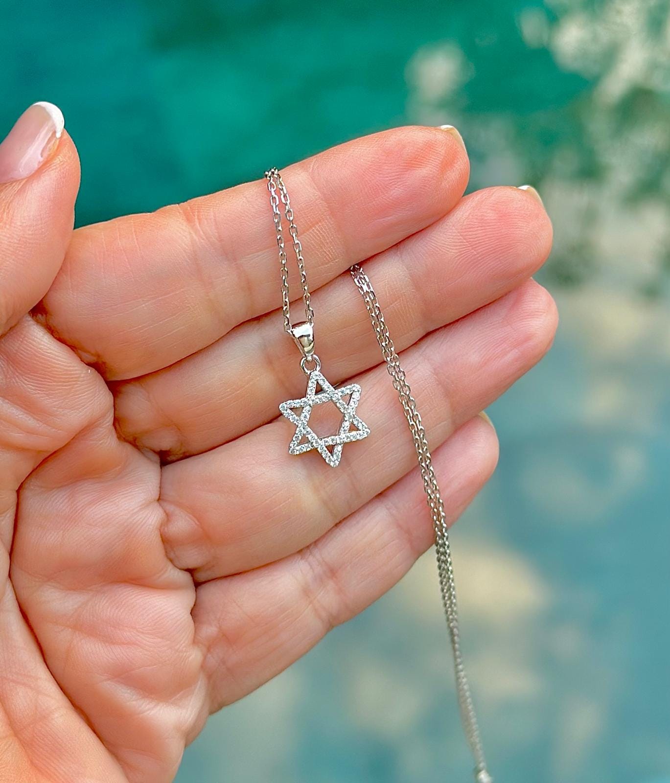 Diamonds Magen David Necklace 14k Solid Gold