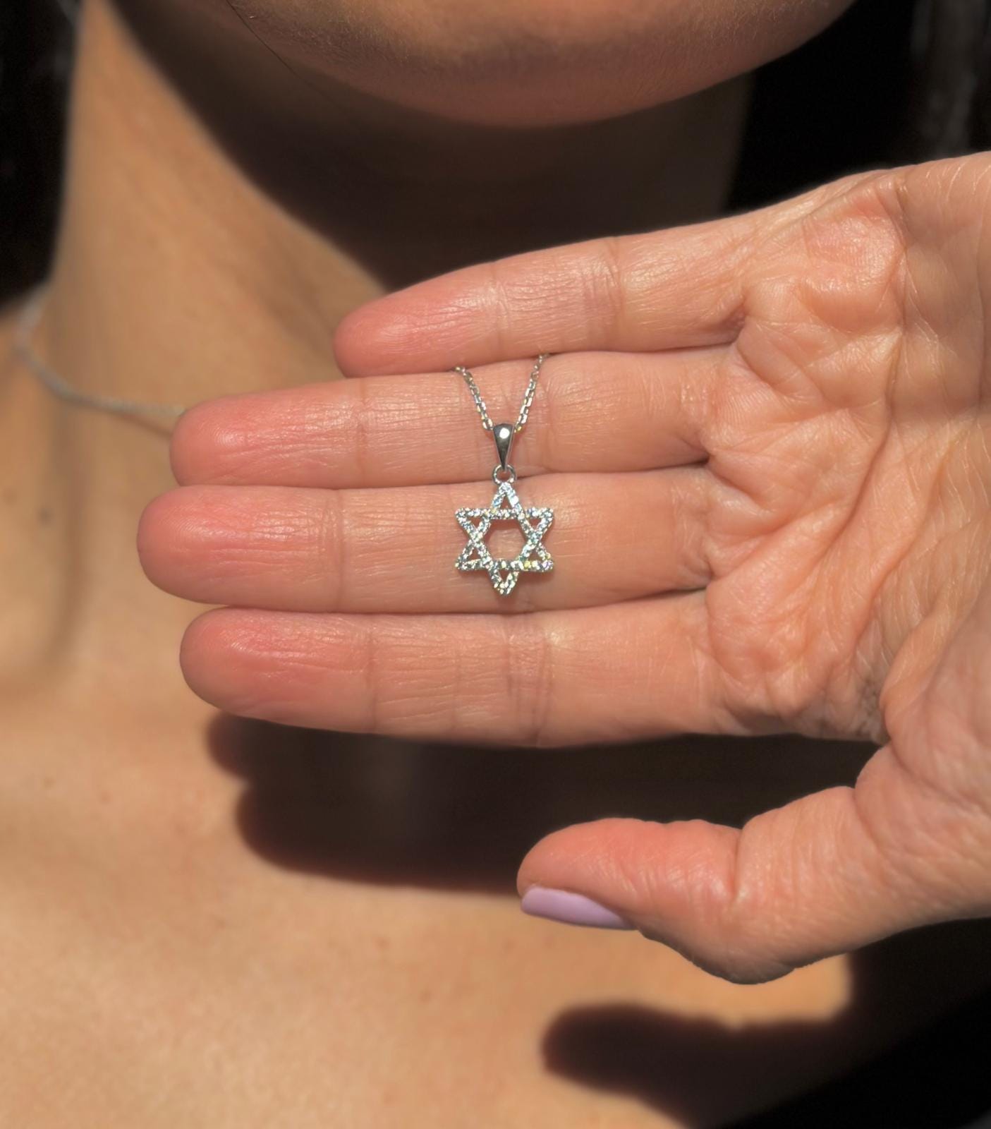 Diamonds Magen David Necklace 14k Solid Gold