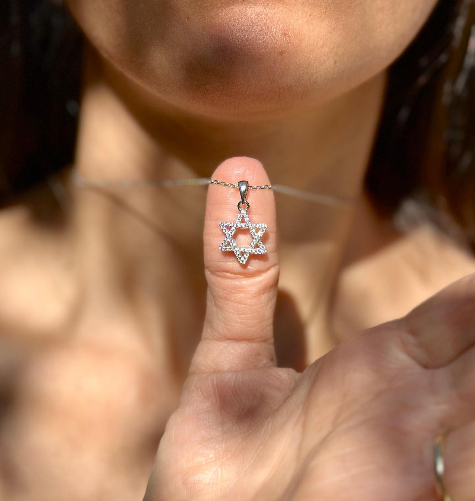 Diamonds Magen David Necklace 14k Solid Gold