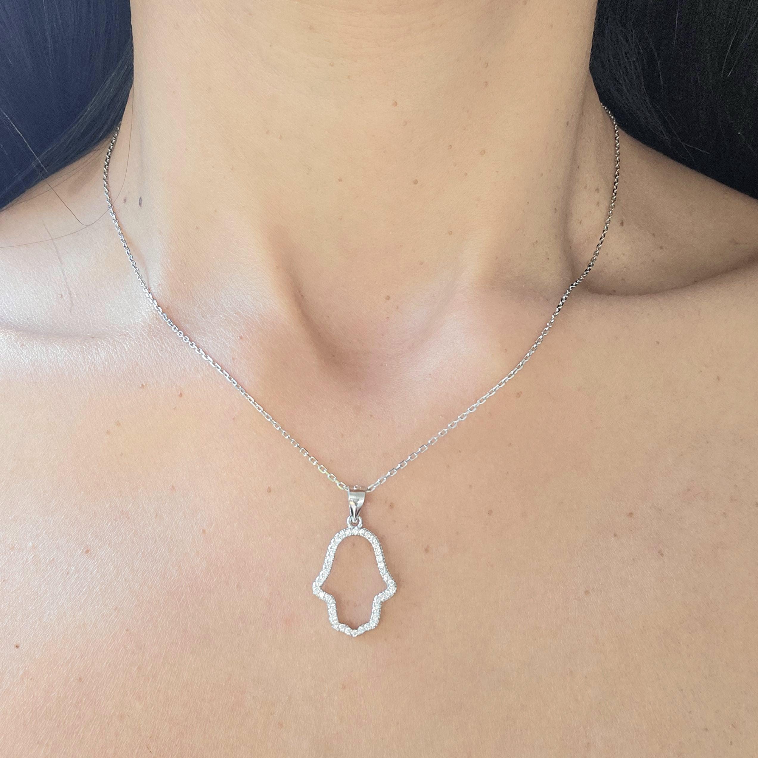 Diamonds Hamsa Necklace Made in Israel