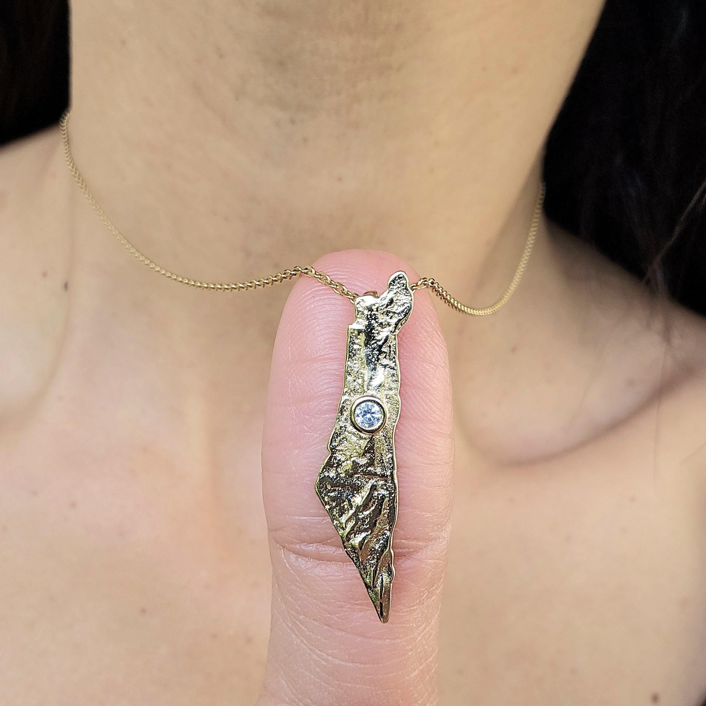 Israel Map Necklace Jewish Star Necklace