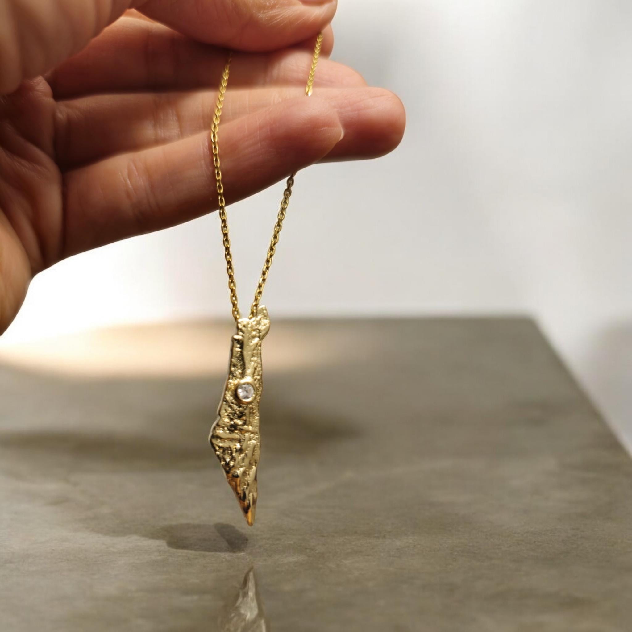 Israel Map Necklace Jewish Star Necklace