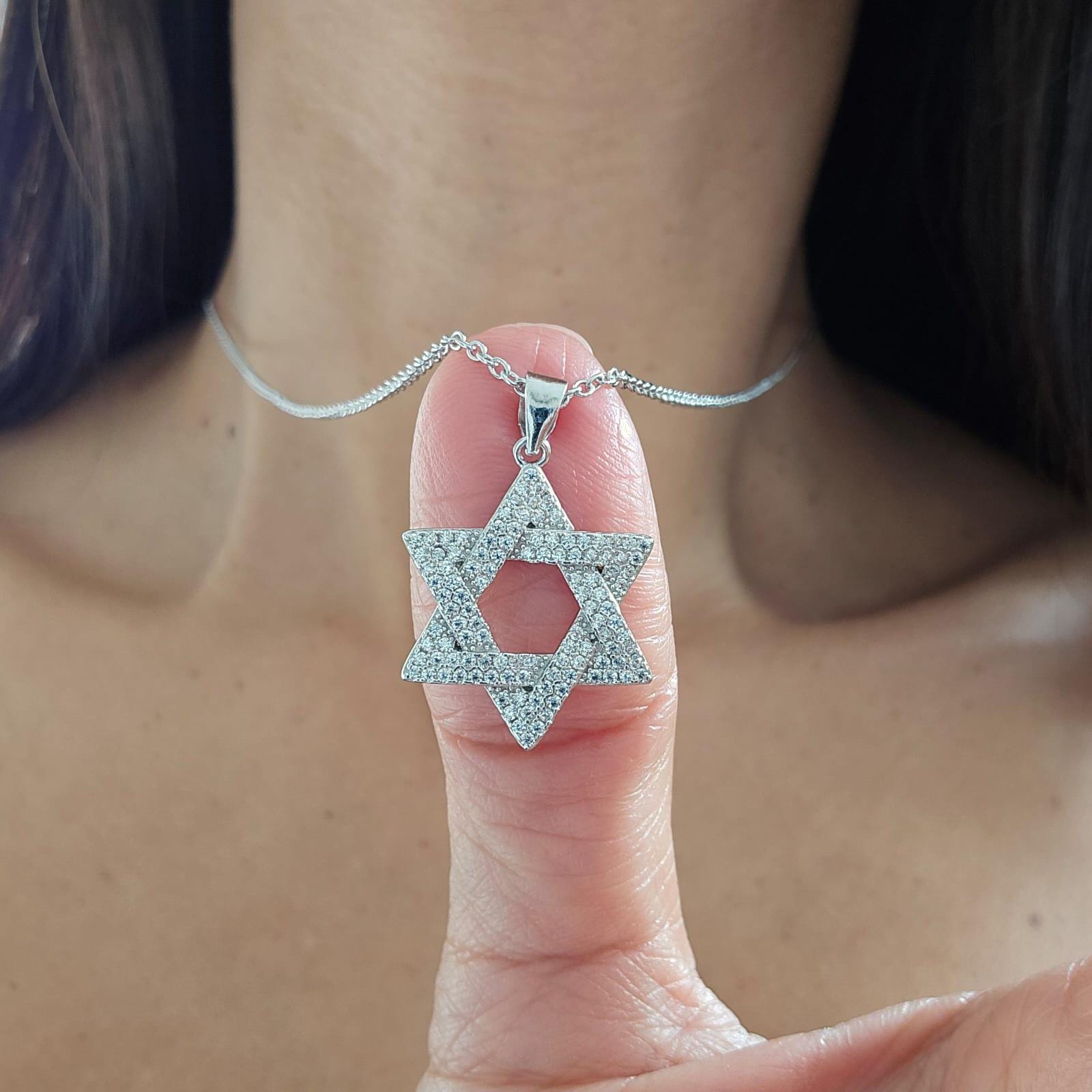 CZ Star of David Necklace Israel 925 Sterling Silver