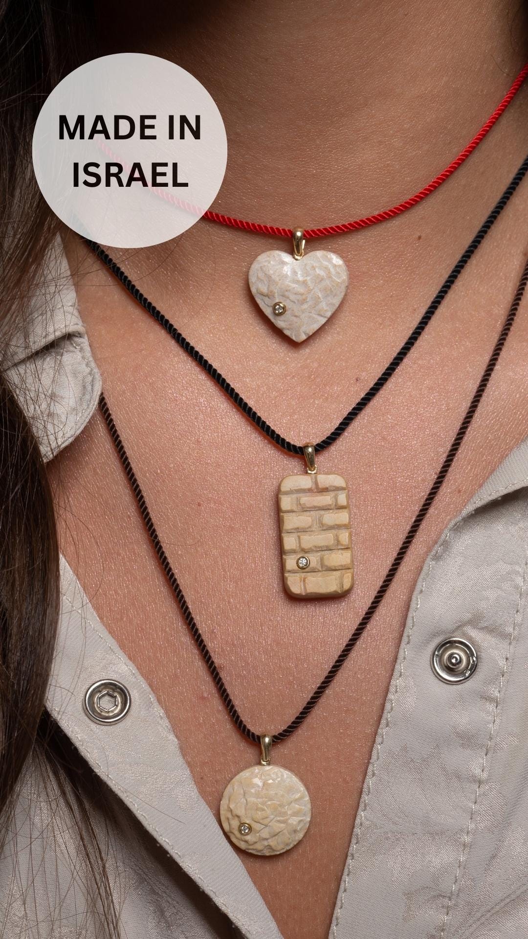 Magen David Necklace Jerusalem Stone Israel Necklace Diamond Gold Necklace Temple Mount