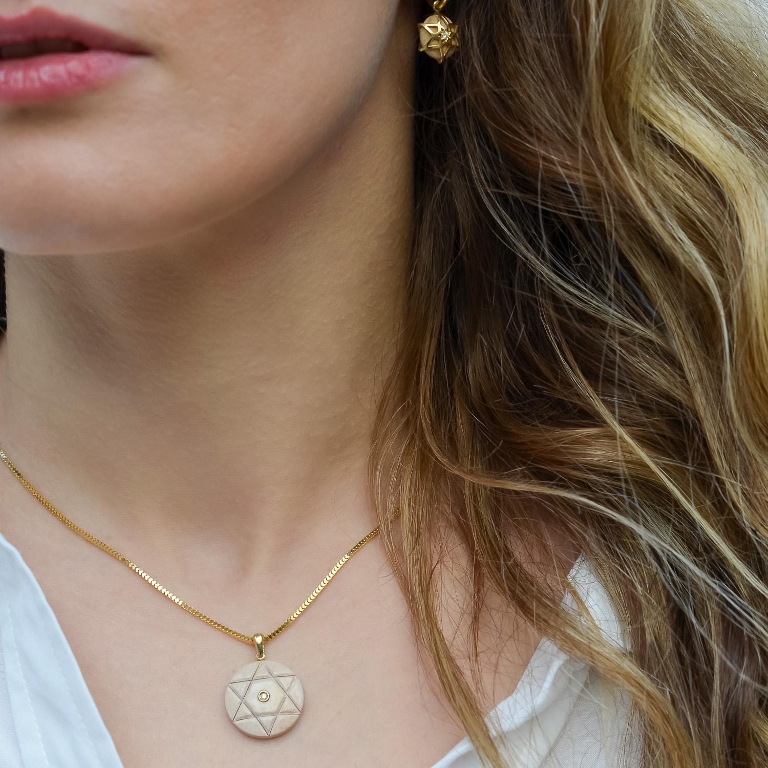 Necklace Jerusalem Stone Israel Necklace Diamonds Temple Mount