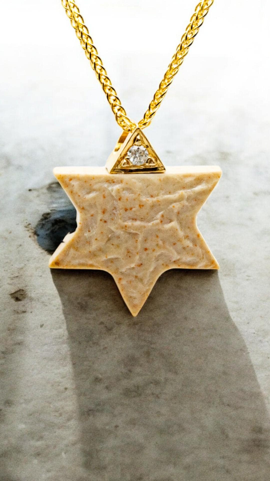 Magen David Necklace Jerusalem Stone Israel Necklace Diamond Gold Necklace Temple Mount